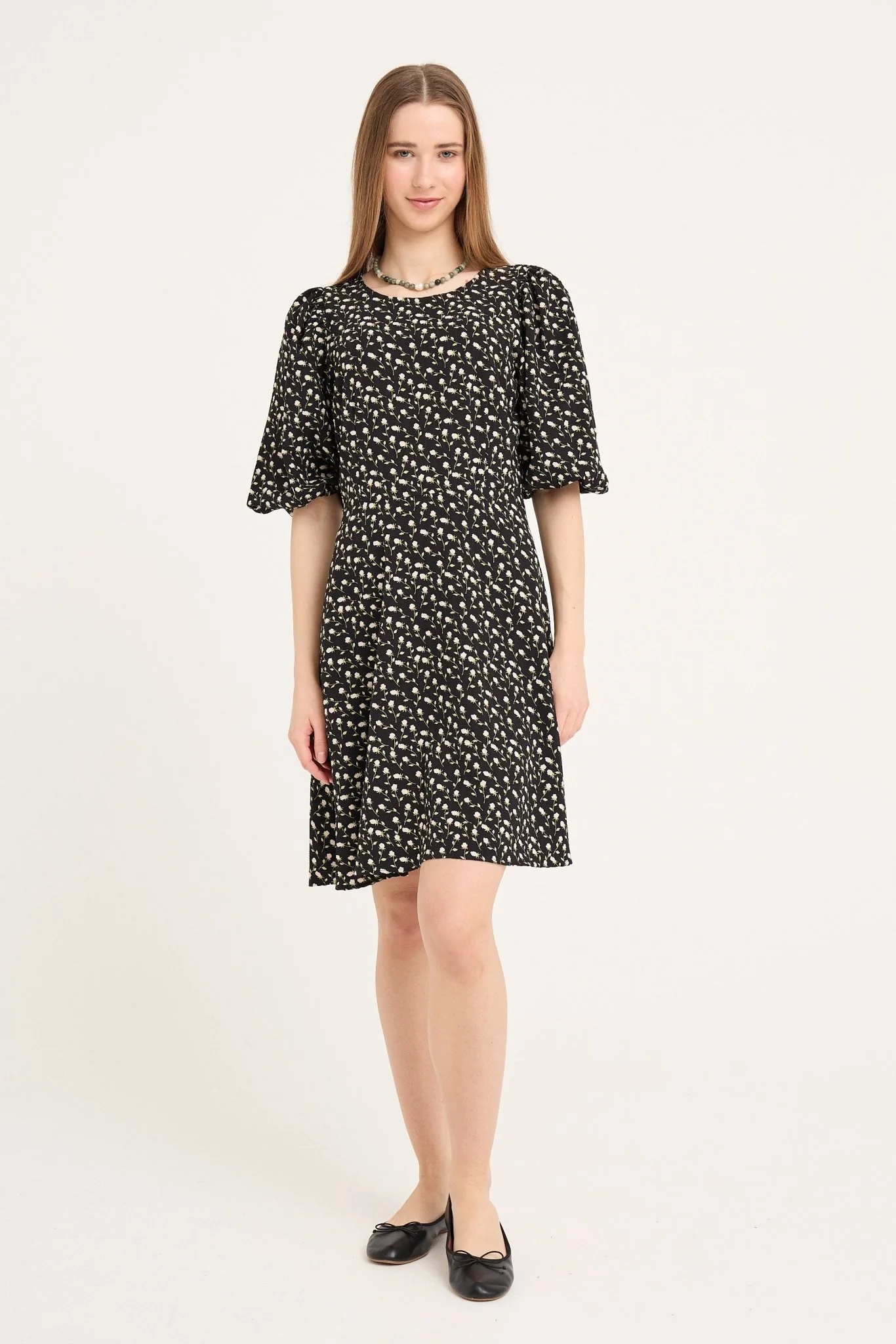 Gino 3/4 Dress Black/Green/Off White - Image 2