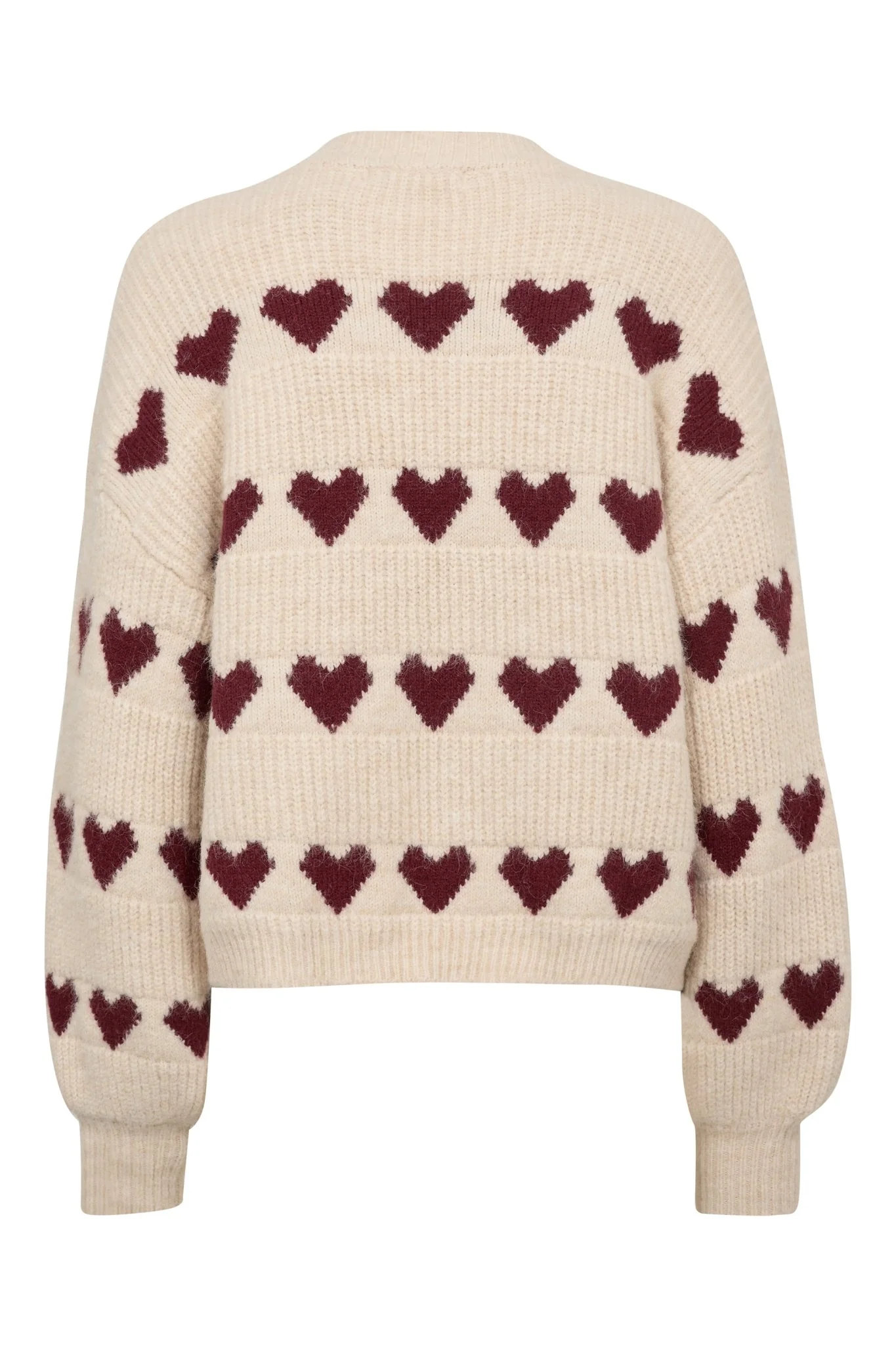 Heart Knit Pullover Off White/Bordeaux - Image 6