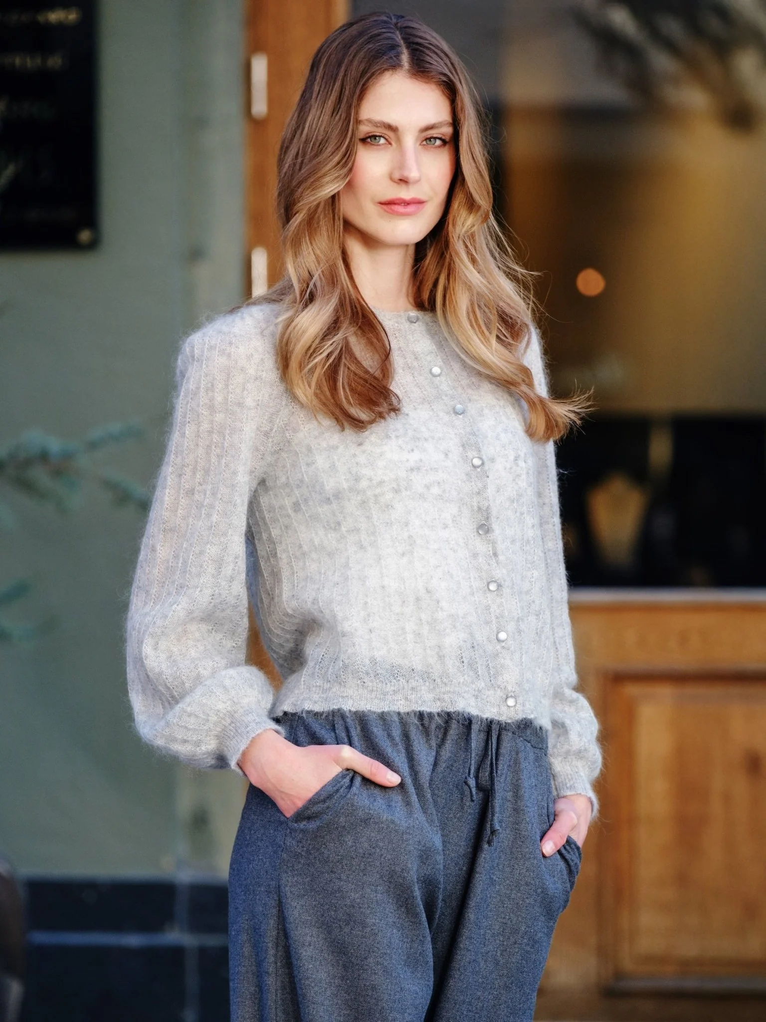 Romance Cardigan Lht Grey - Image 2