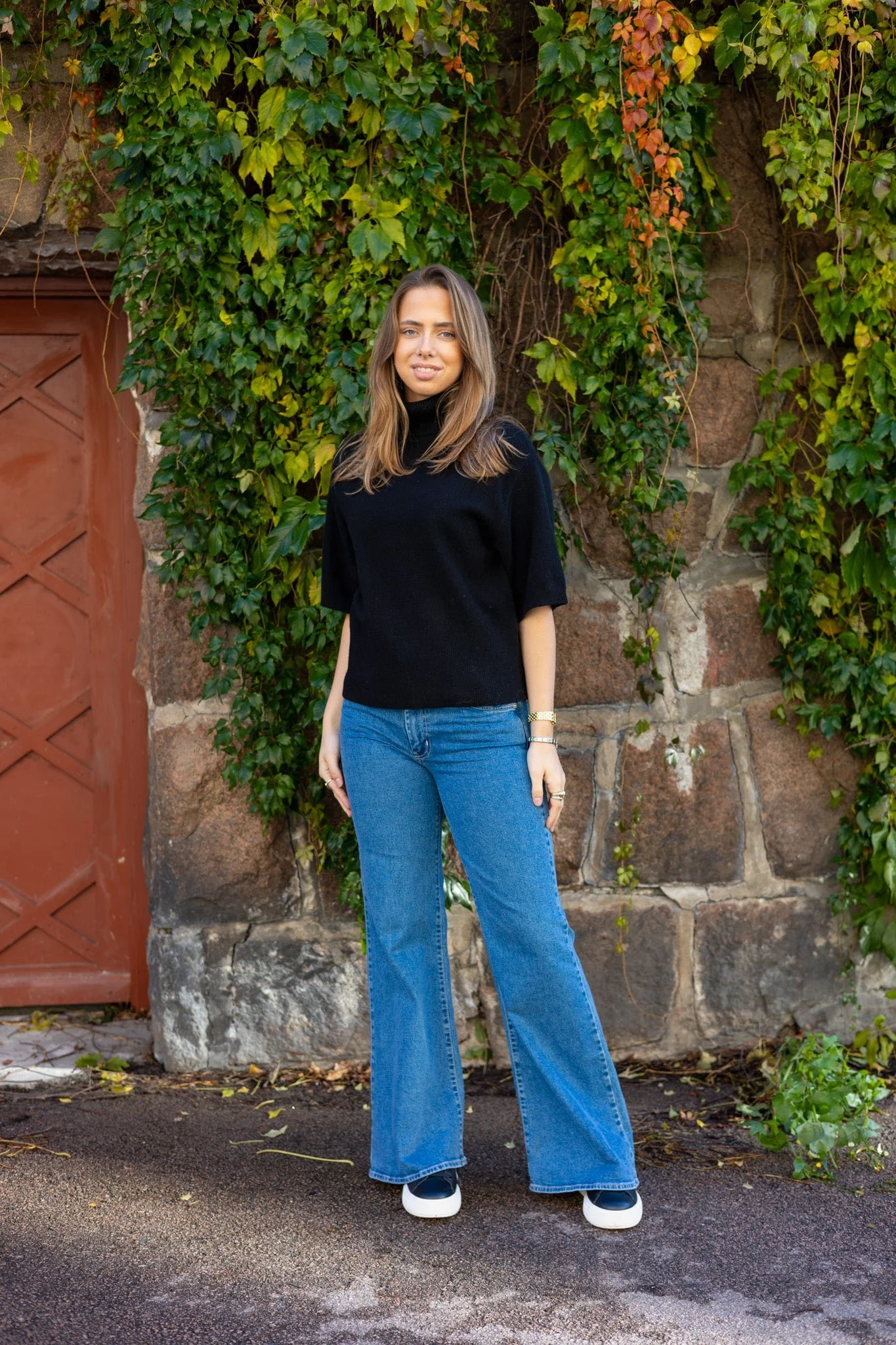 Emila 2/4 Wool Knit Pullover Black - Image 3