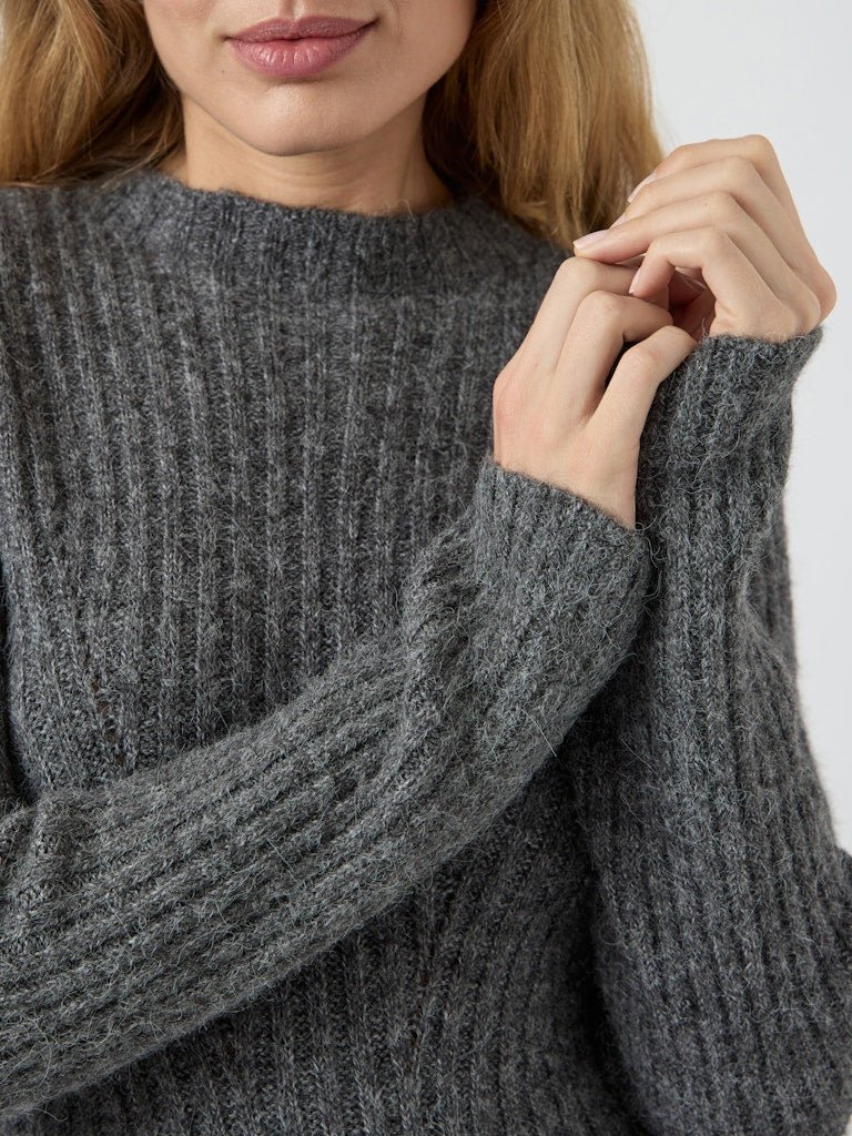 Dolly Ls Knit Dress Medium Grey Melange - Image 7