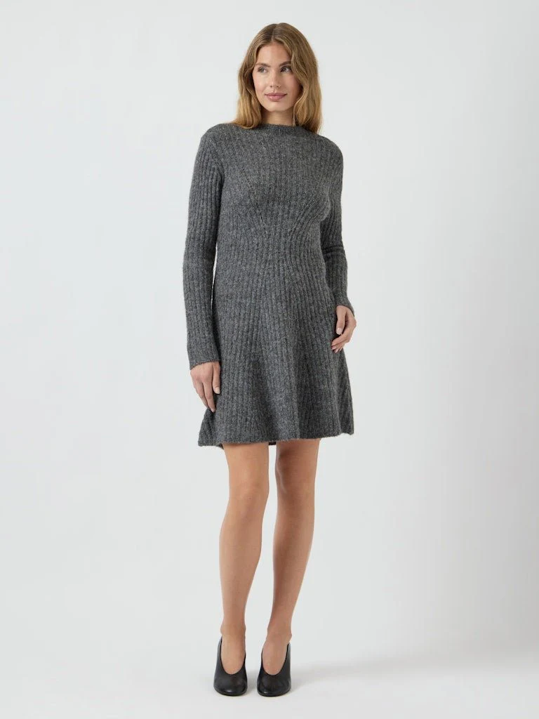 Dolly Ls Knit Dress Medium Grey Melange - Image 8