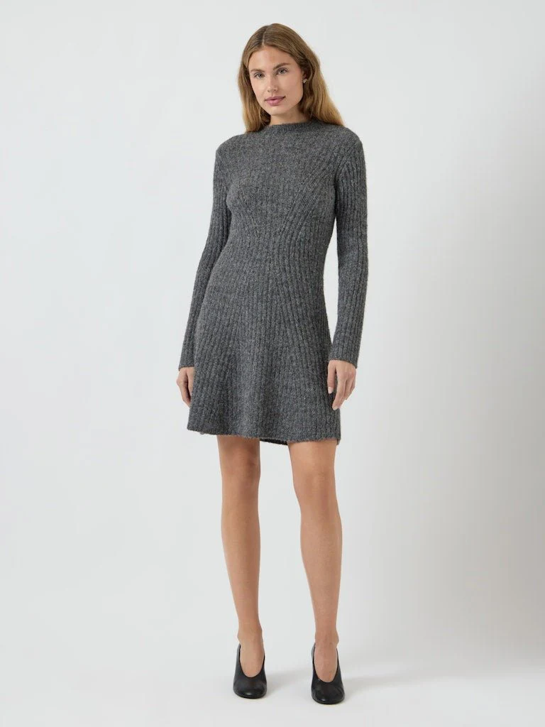 Dolly Ls Knit Dress Medium Grey Melange - Image 9