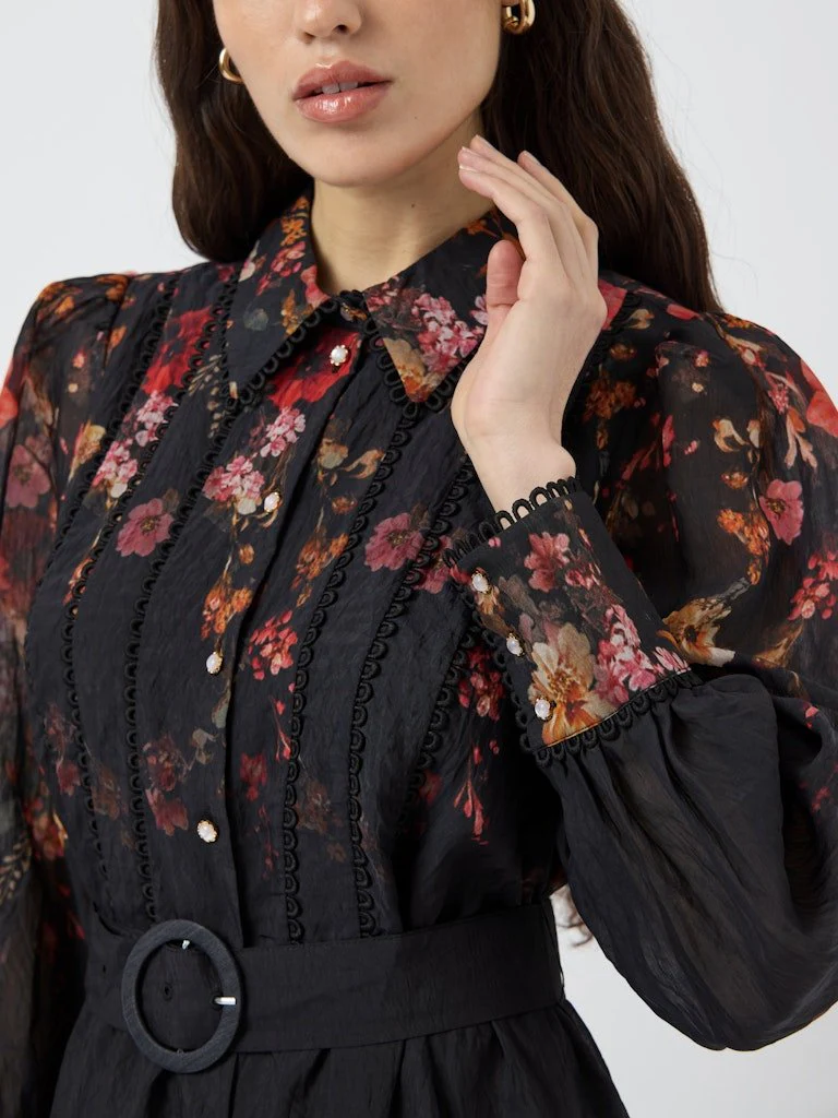 Romantica Ls Midi Dress Black Romantica - Image 9