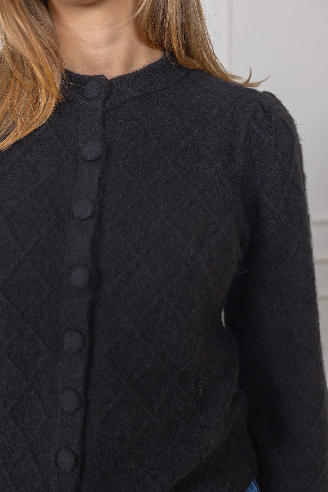 Thelma Ls Wool Blend Knit Cardigan Black - Image 5
