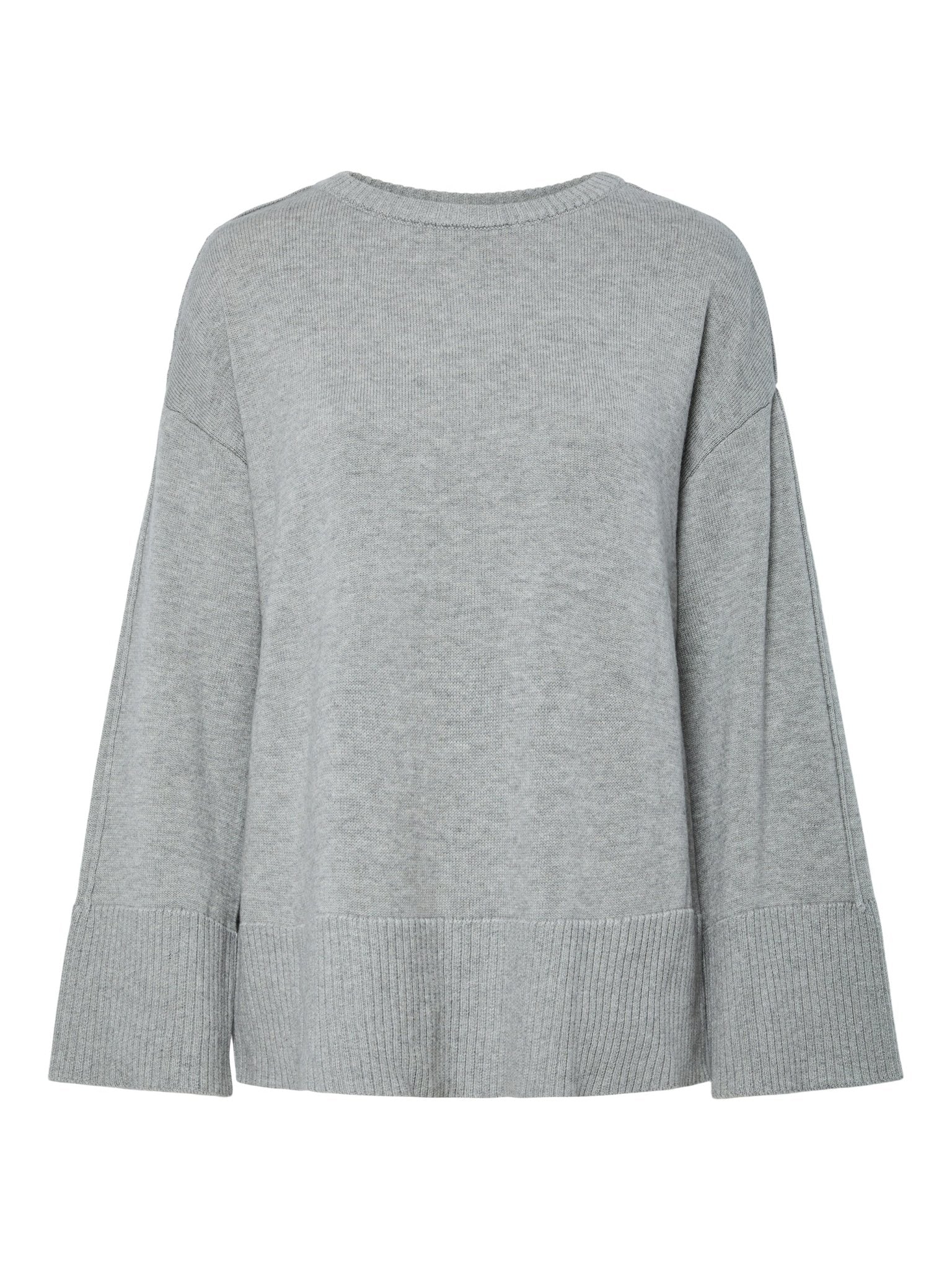 Babette Ls O-Neck Knit Pullover Medium Grey Melange - Image 5