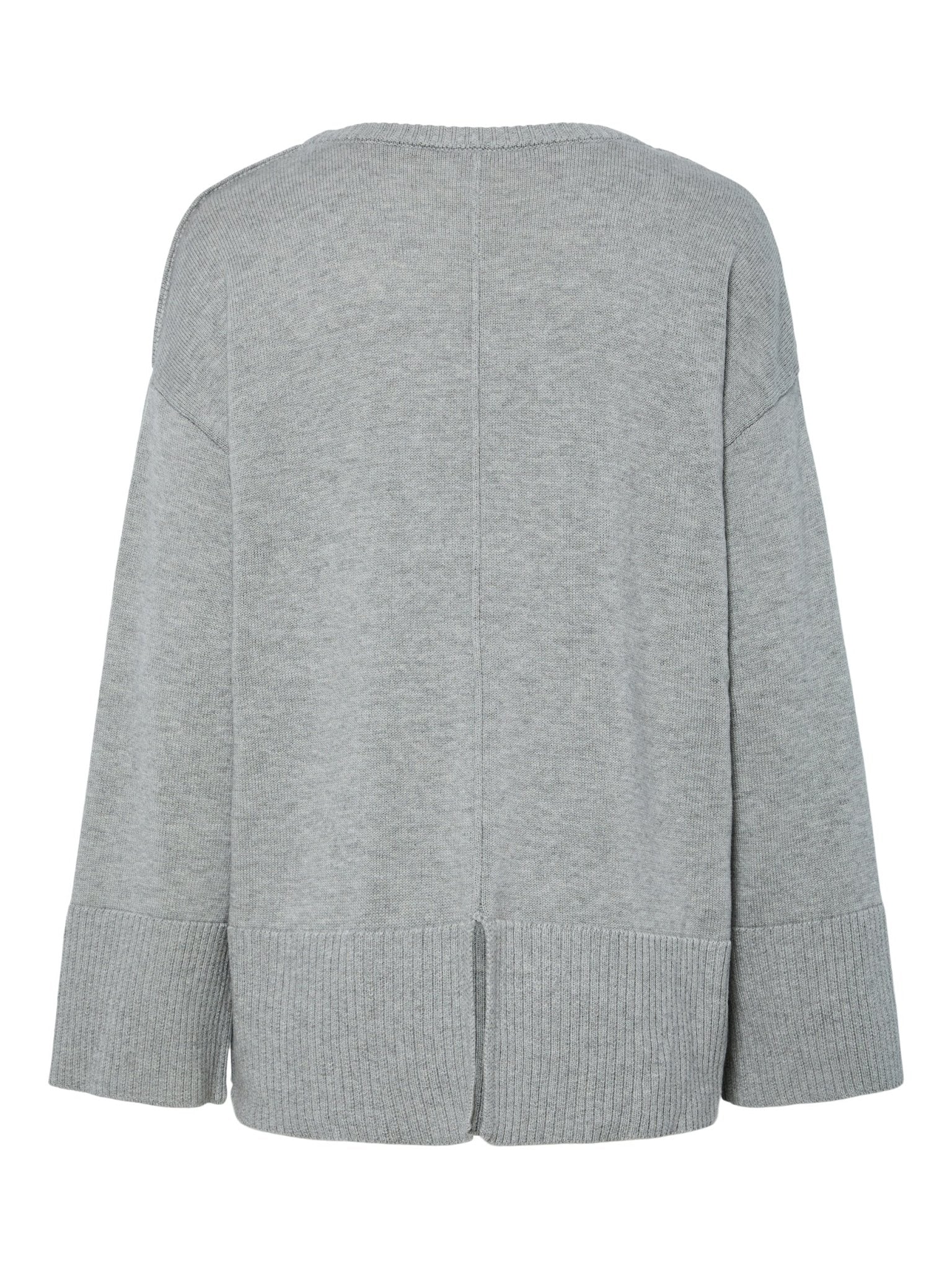 Babette Ls O-Neck Knit Pullover Medium Grey Melange - Image 6