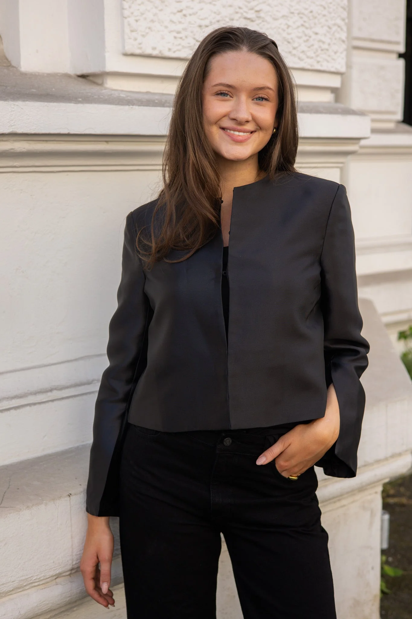 Ruthie Cropped Long Sleeve Blouse Black