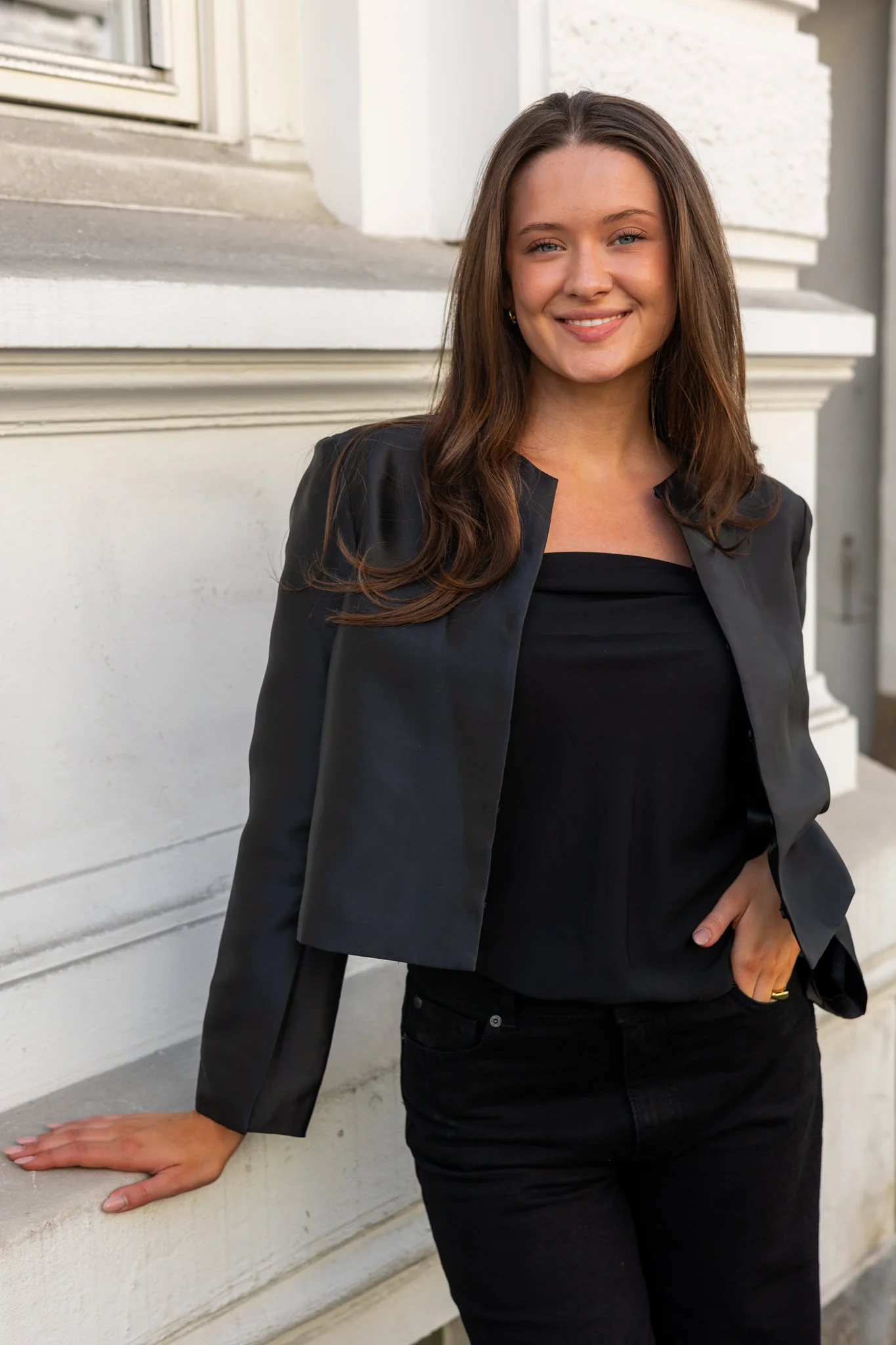 Ruthie Cropped Long Sleeve Blouse Black - Image 3
