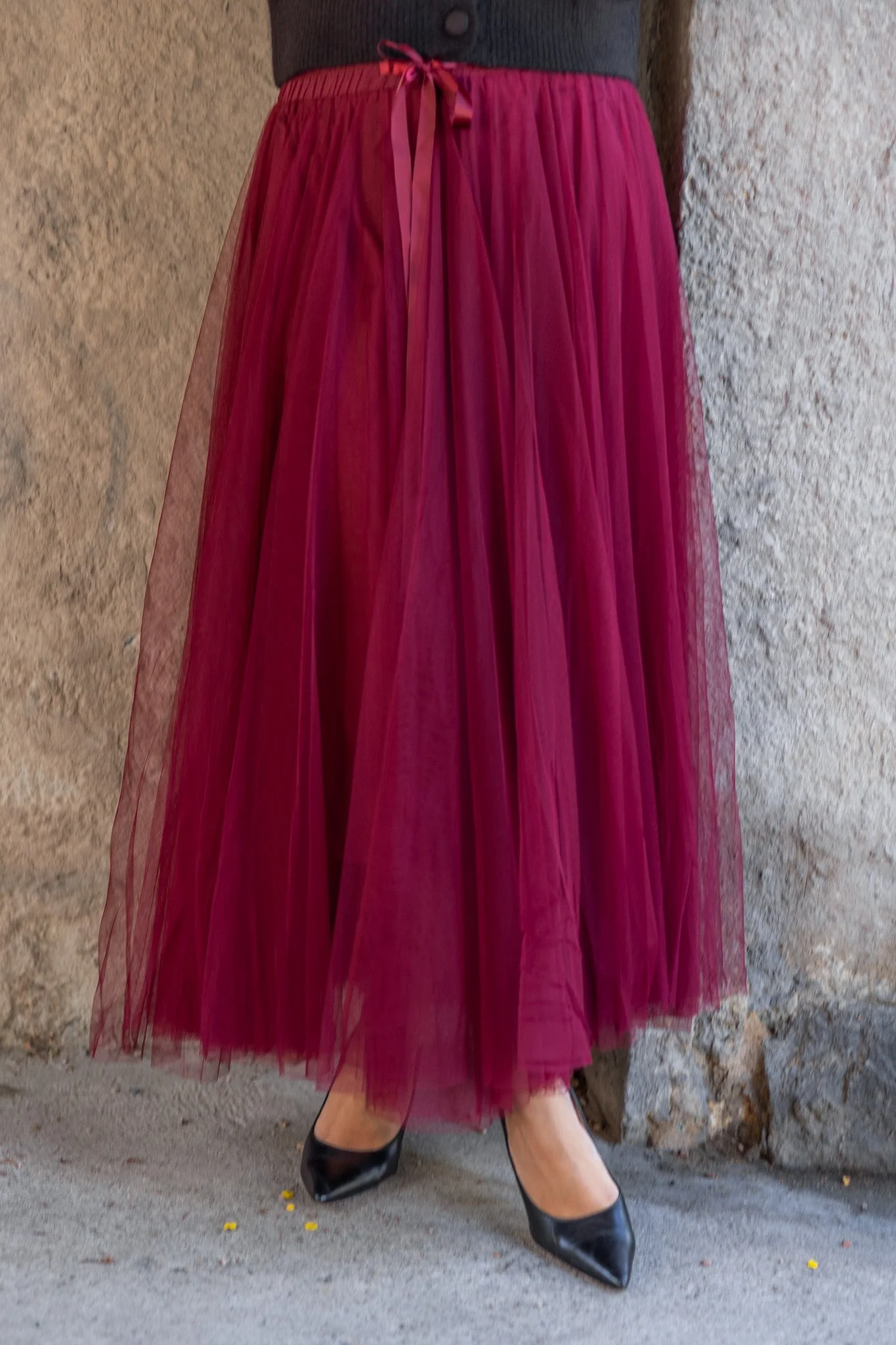 Long Tulle Skirt Bordeaux - Image 2