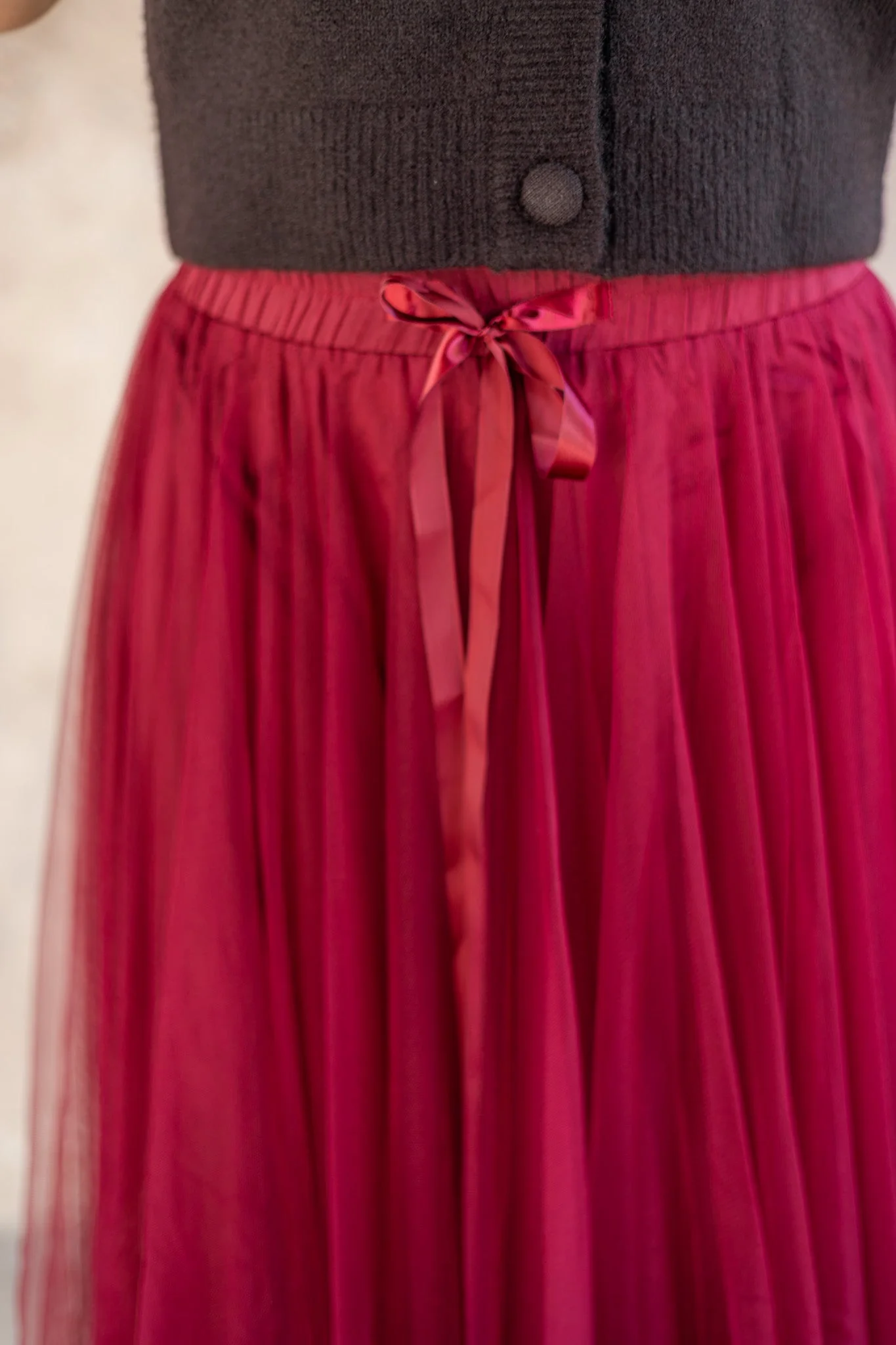 Long Tulle Skirt Bordeaux - Image 4