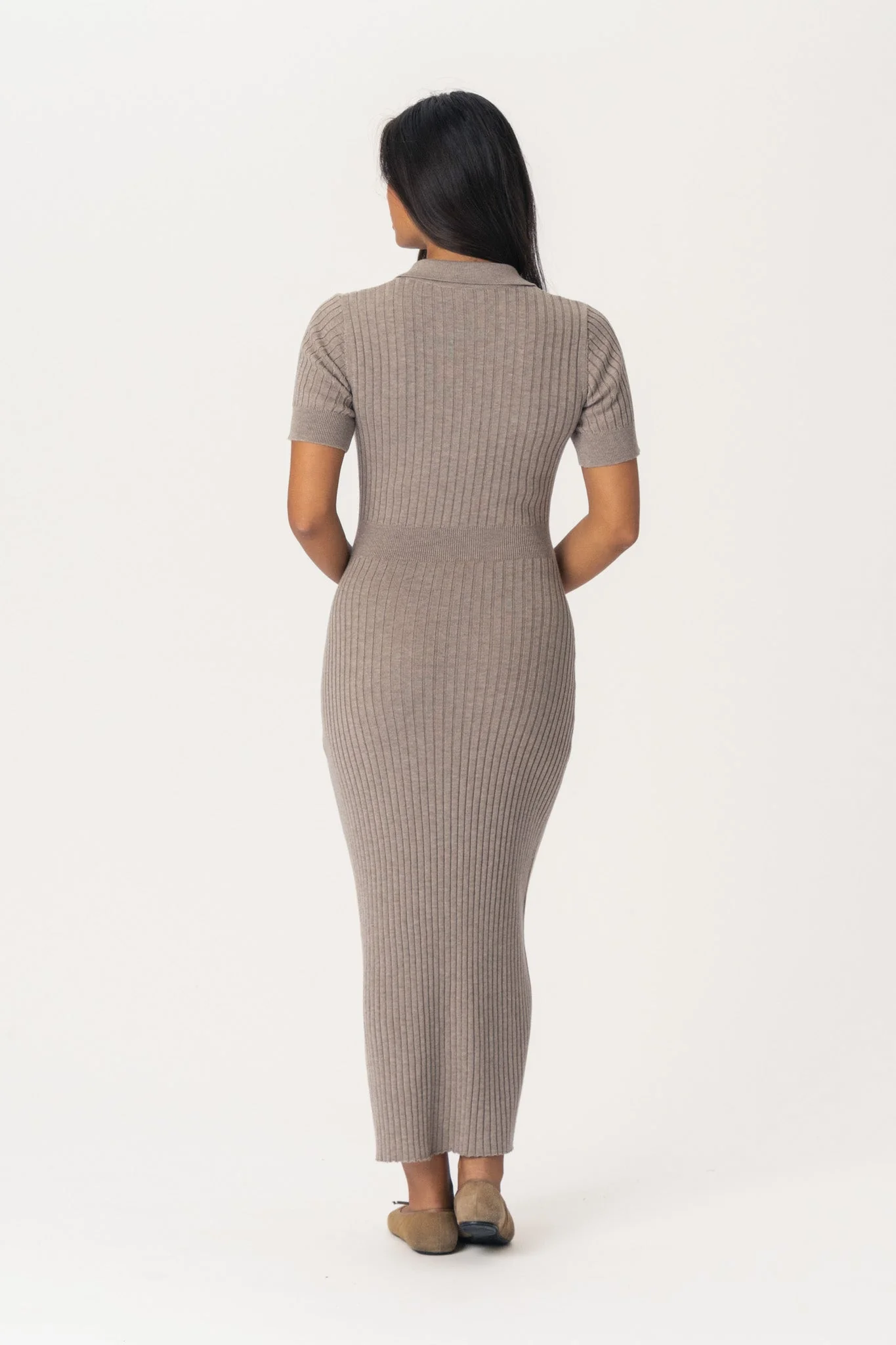 Odette Long Ss Dress Light Brown - Image 5