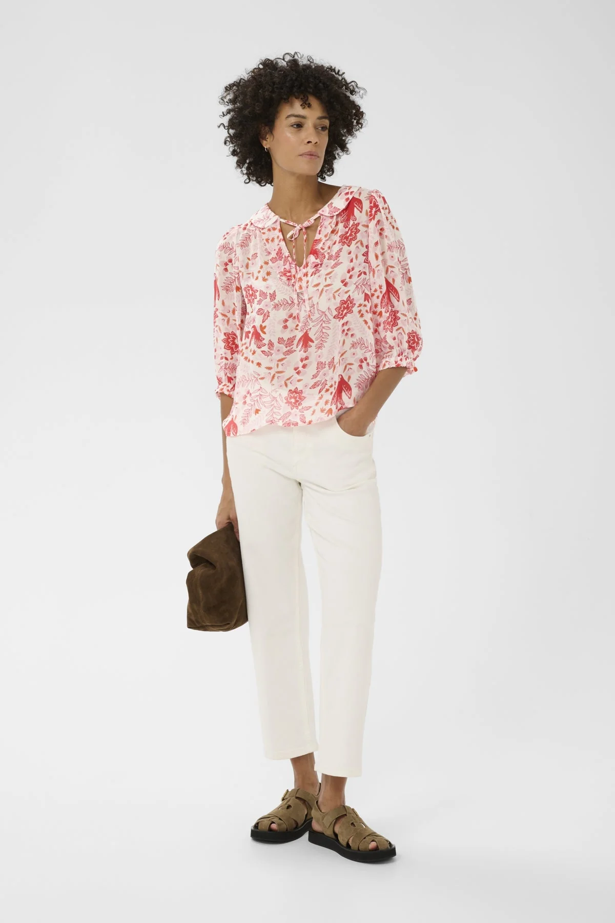 Alvia Blouse Poppy Red Bird Print - Image 3
