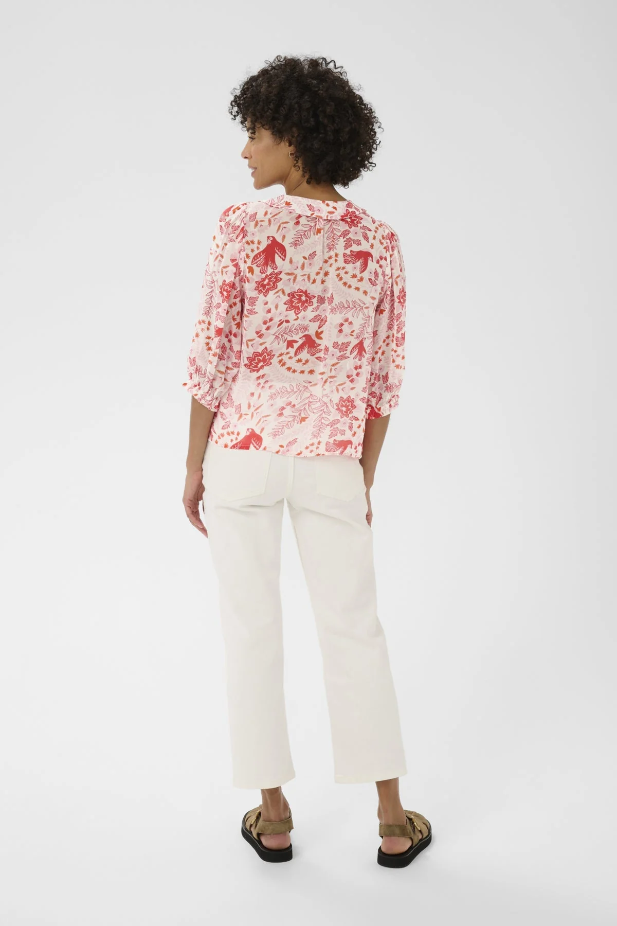 Alvia Blouse Poppy Red Bird Print - Image 5