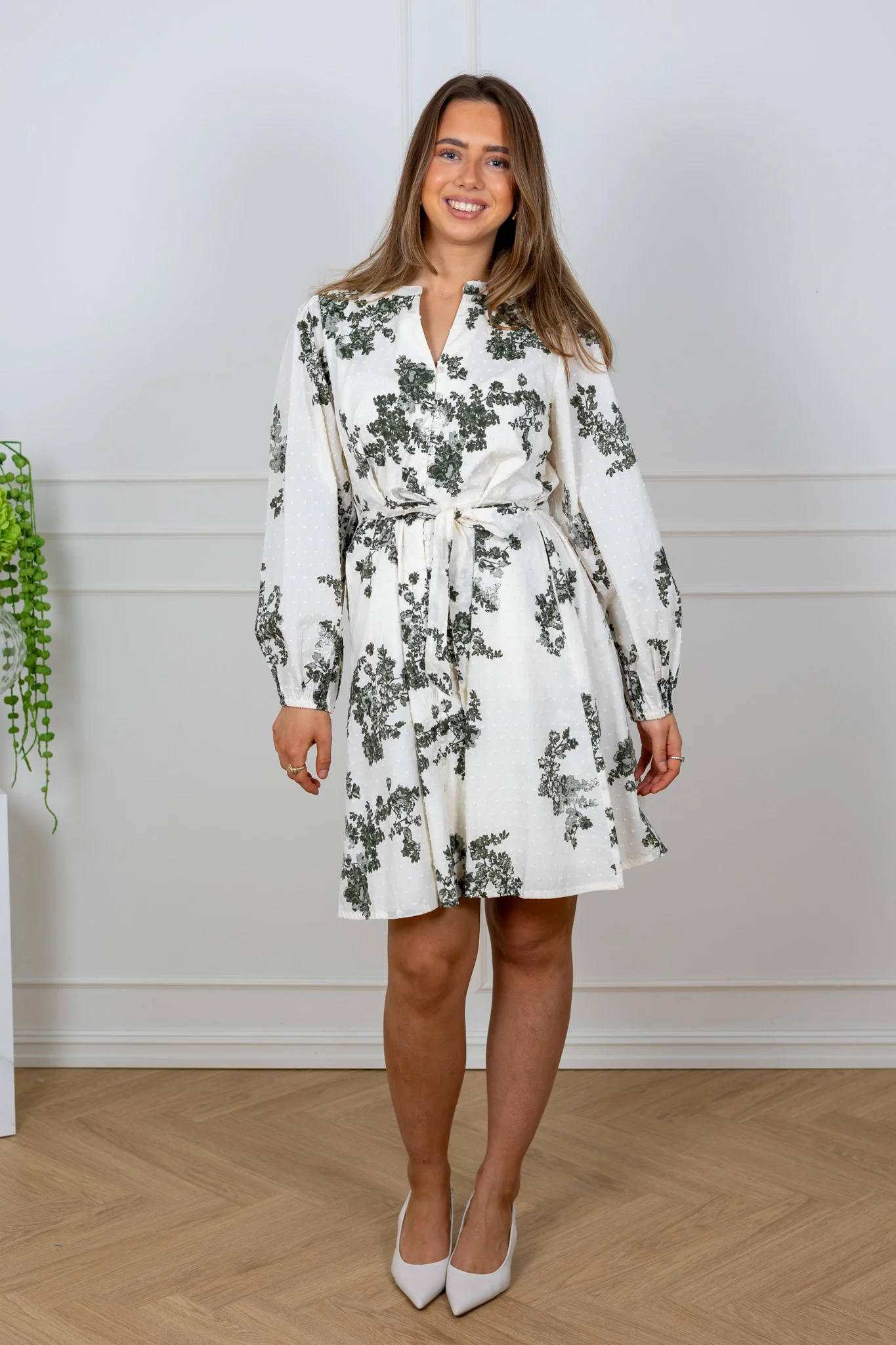 Avira Dress Smokey Olive Shadow Flower