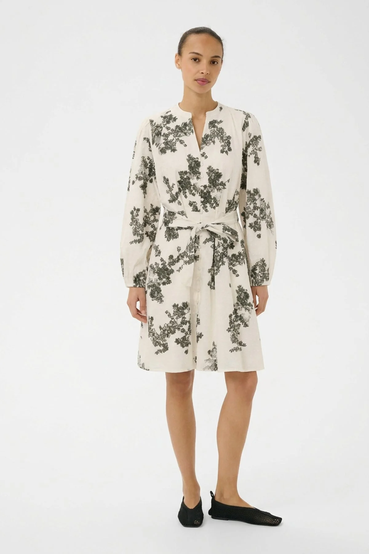 Avira Dress Smokey Olive Shadow Flower - Image 10