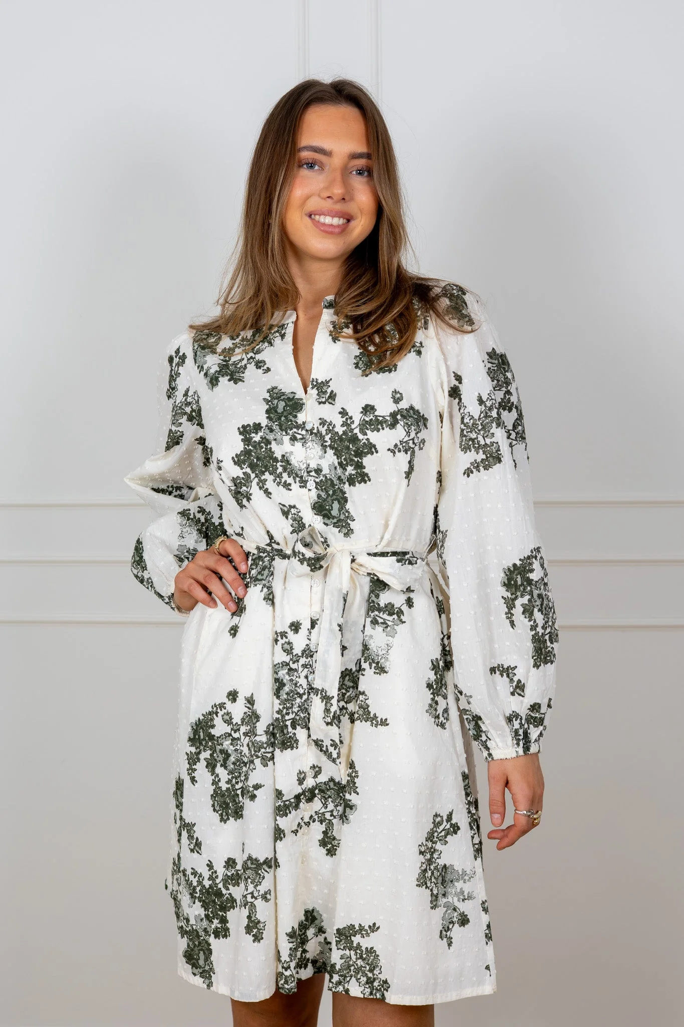 Avira Dress Smokey Olive Shadow Flower - Image 5