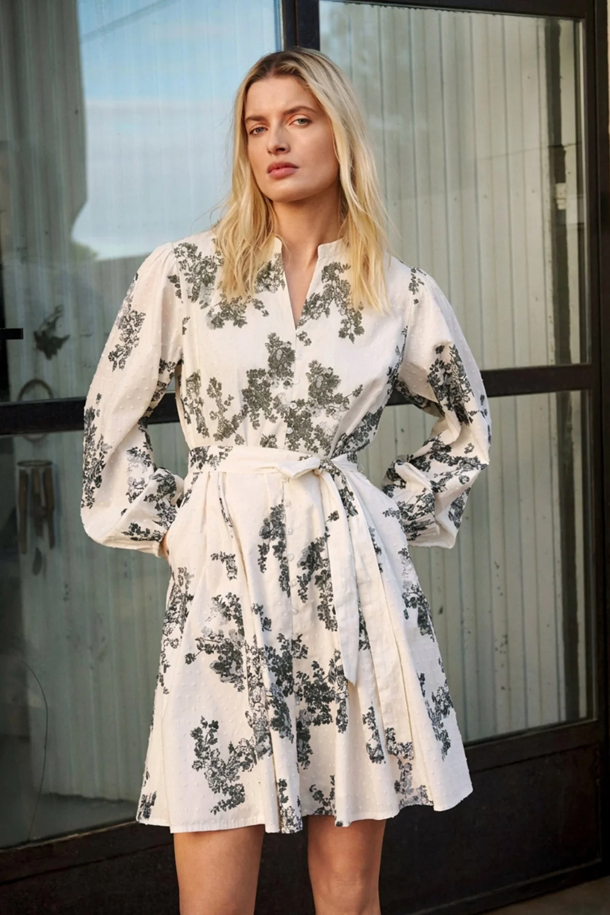 Avira Dress Smokey Olive Shadow Flower - Image 8