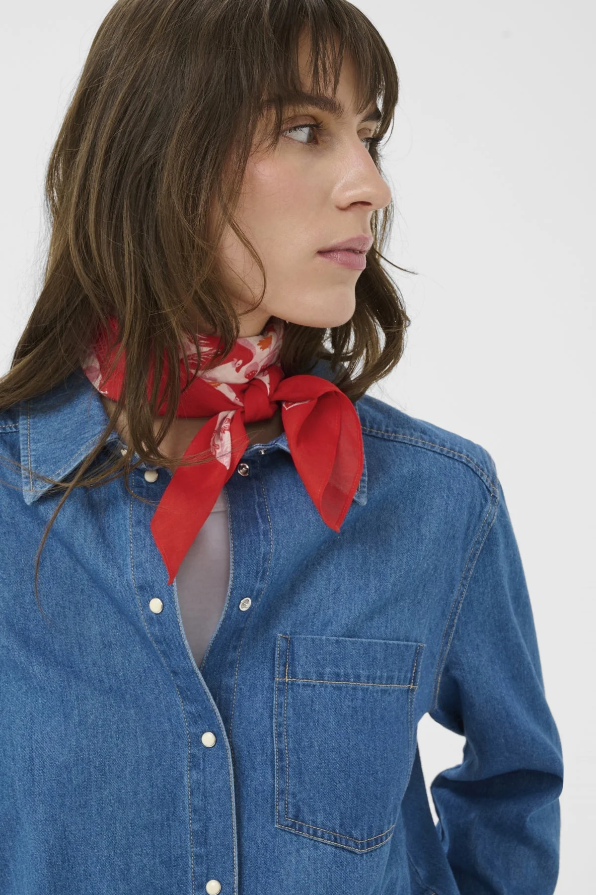 Phi Scarf Poppy Red Bird Print - Image 2