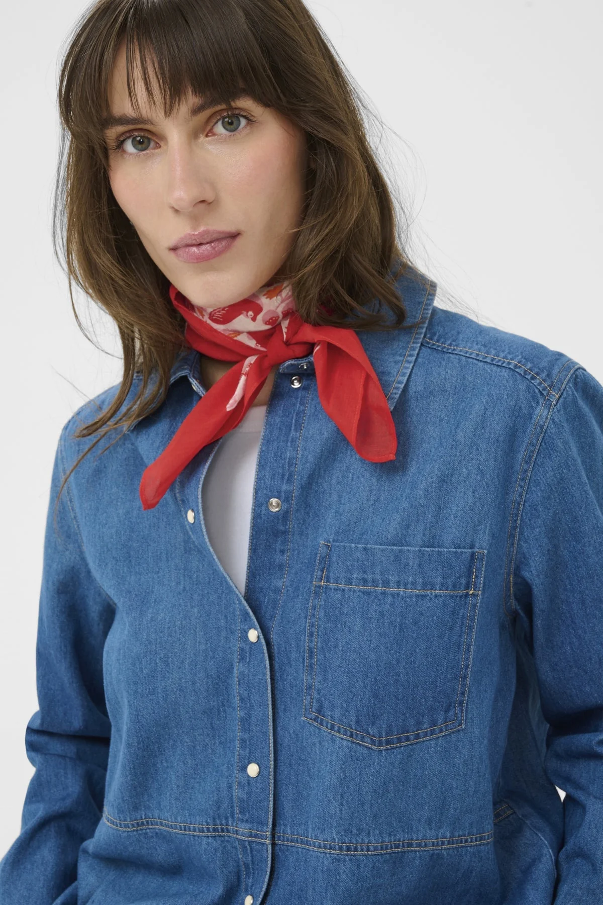 Phi Scarf Poppy Red Bird Print - Image 4