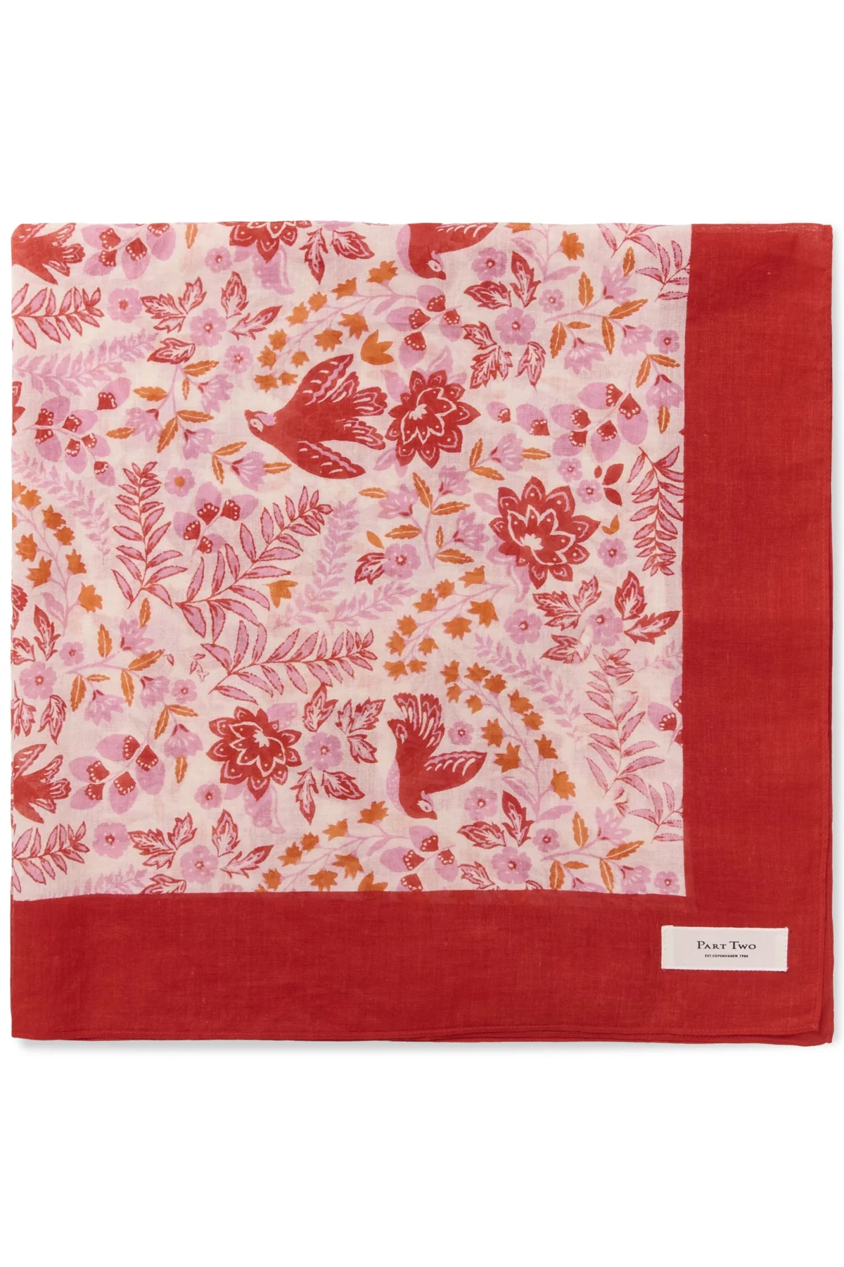 Phi Scarf Poppy Red Bird Print - Image 6