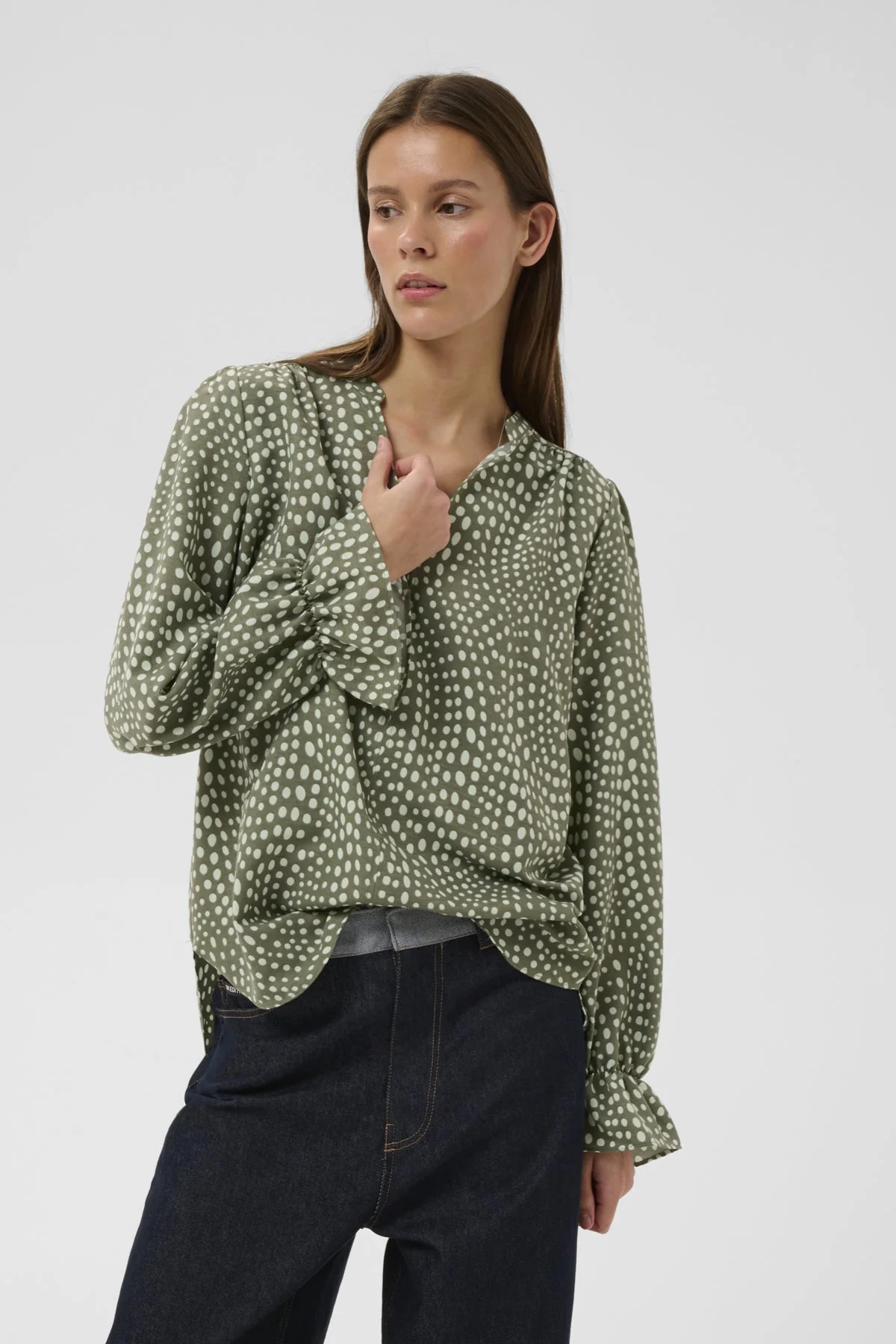 Libertyiw Blouse Green Faded Dot - Image 2