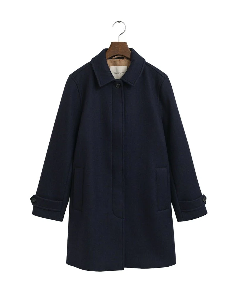 Wool Blend Car Coat Evening Blue