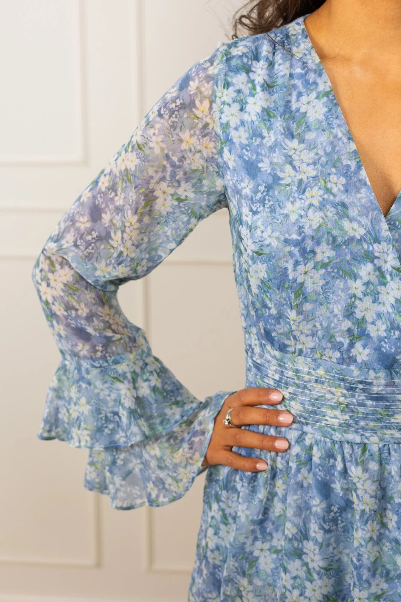 Florella Short Dress Blue/Off White - Image 8