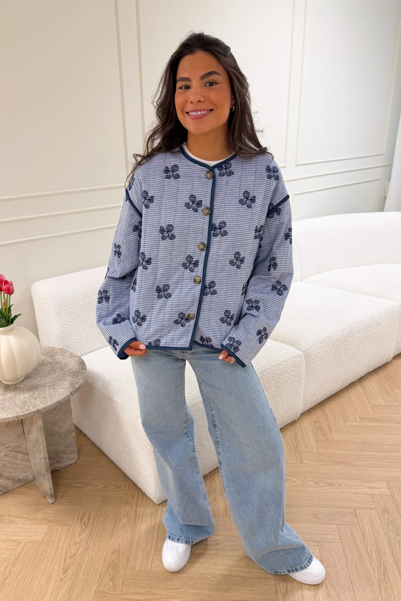 Fina Jacket Blue/Off White - Image 10