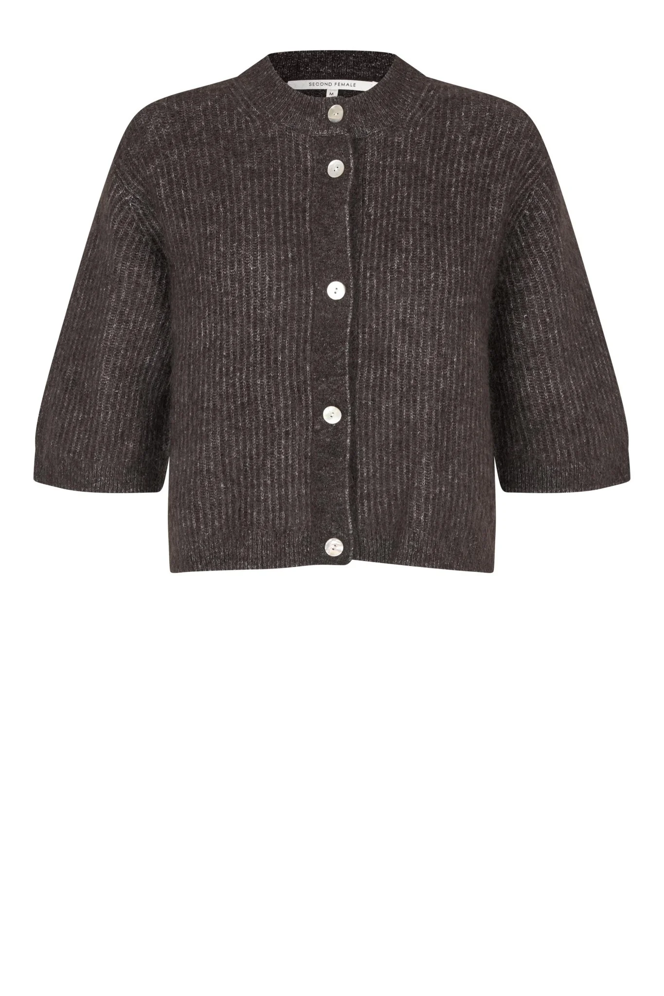 Andrea Knit Rib Cardigan Chocolate Torte