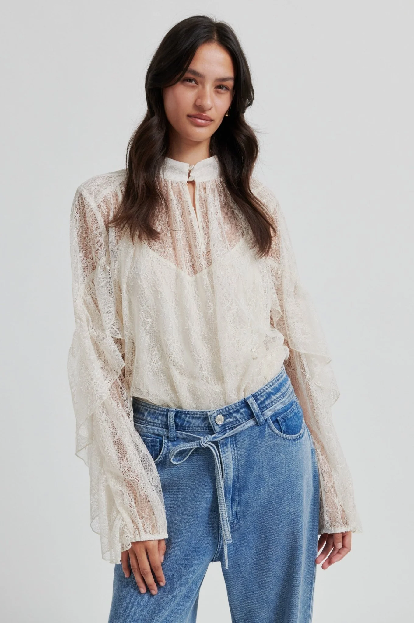 Sybell Lace Blouse Soft Beige - Image 2