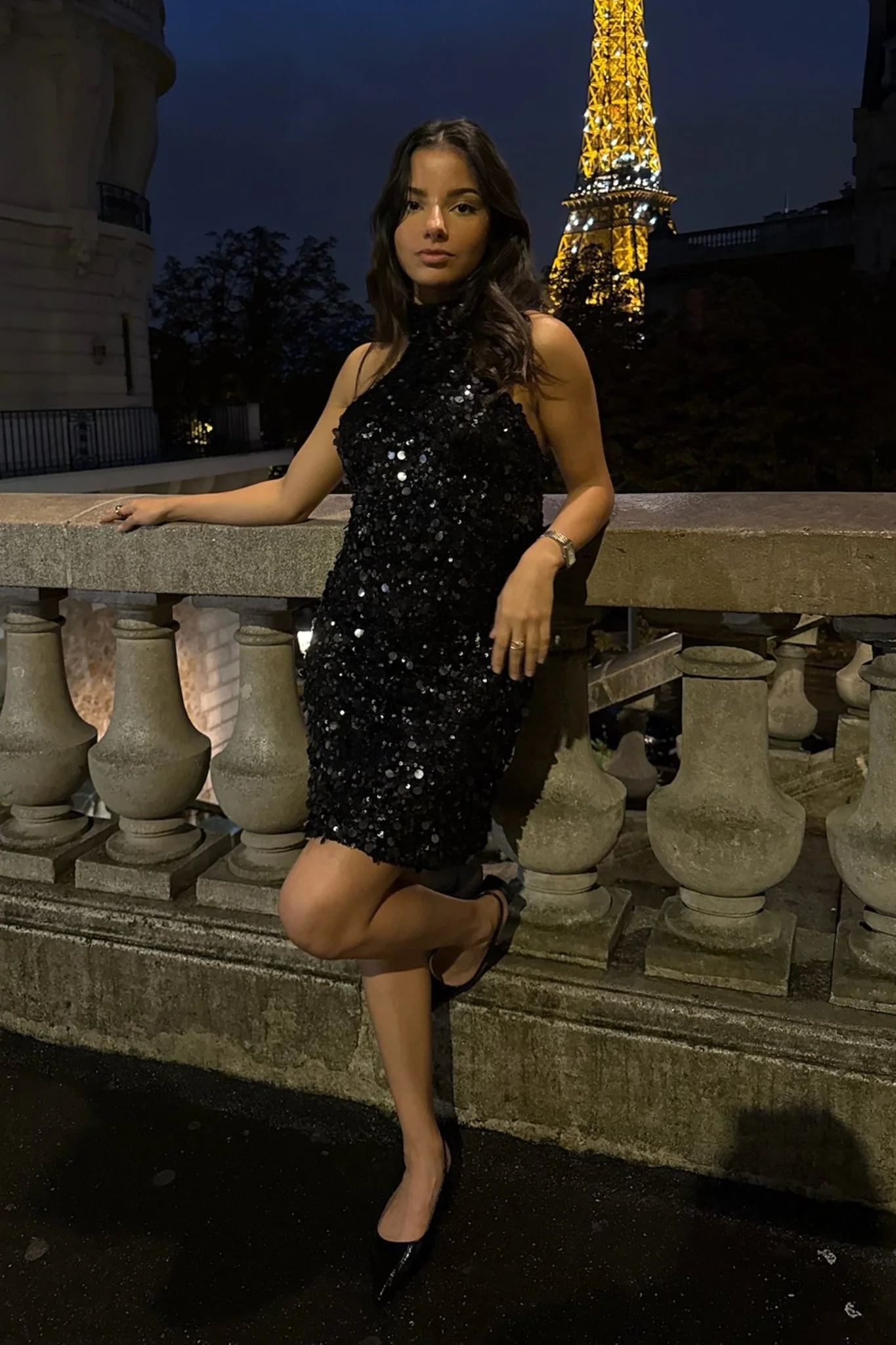 Emily Mini Dress Black Sequin