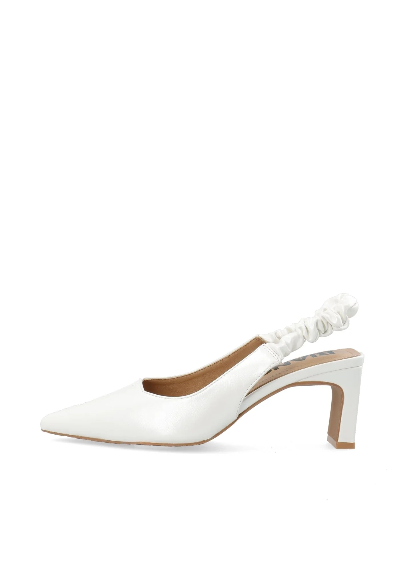 Biamonroe Scrunchie Slingback Faux Leather Shiny Off White