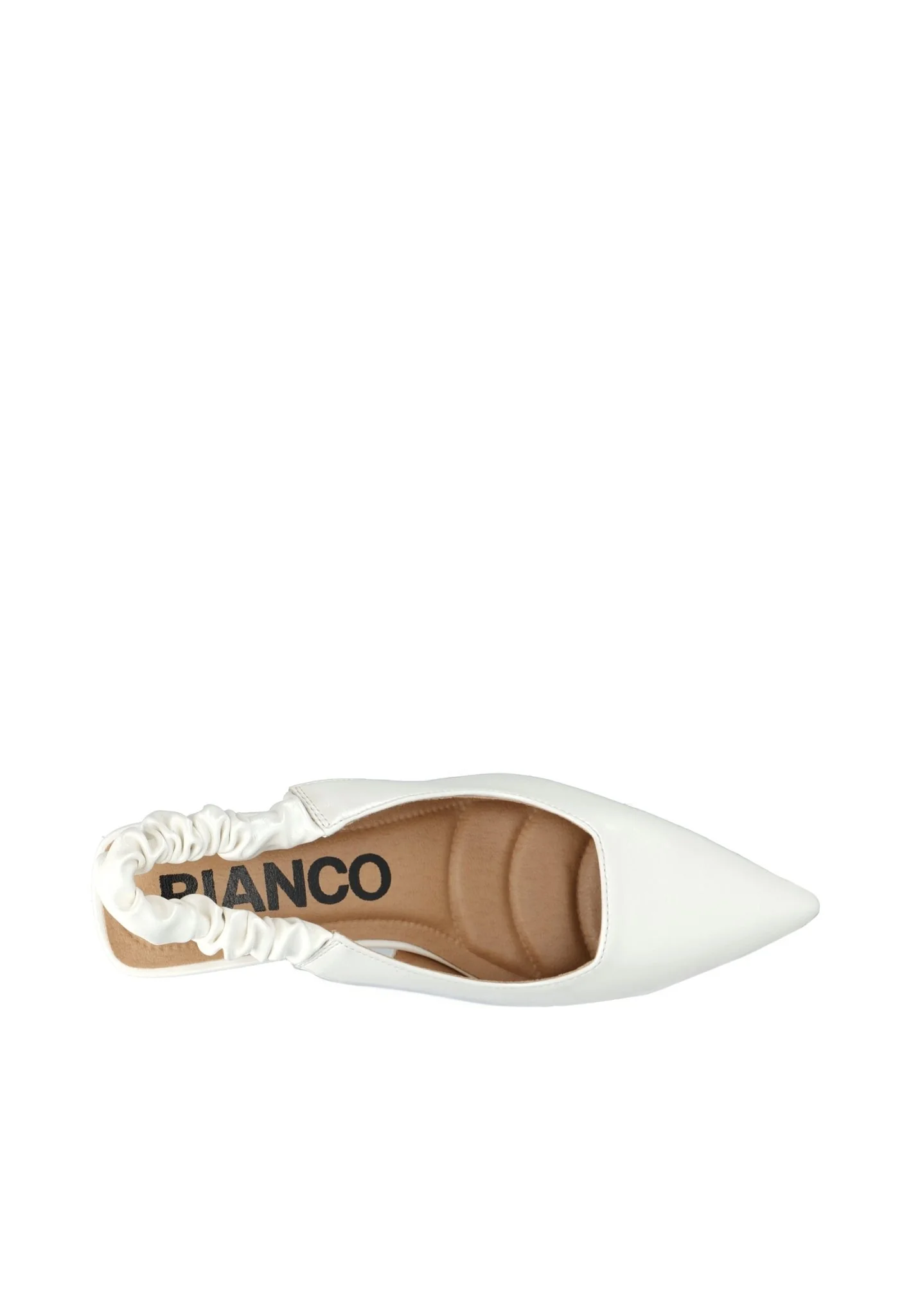 Biamonroe Scrunchie Slingback Faux Leather Shiny Off White - Image 4