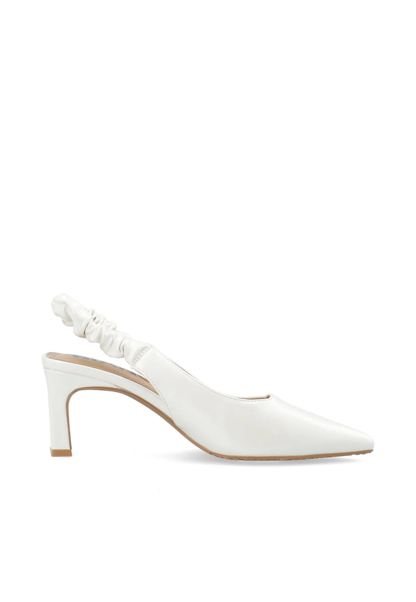 Biamonroe Scrunchie Slingback Faux Leather Shiny Off White - Image 5
