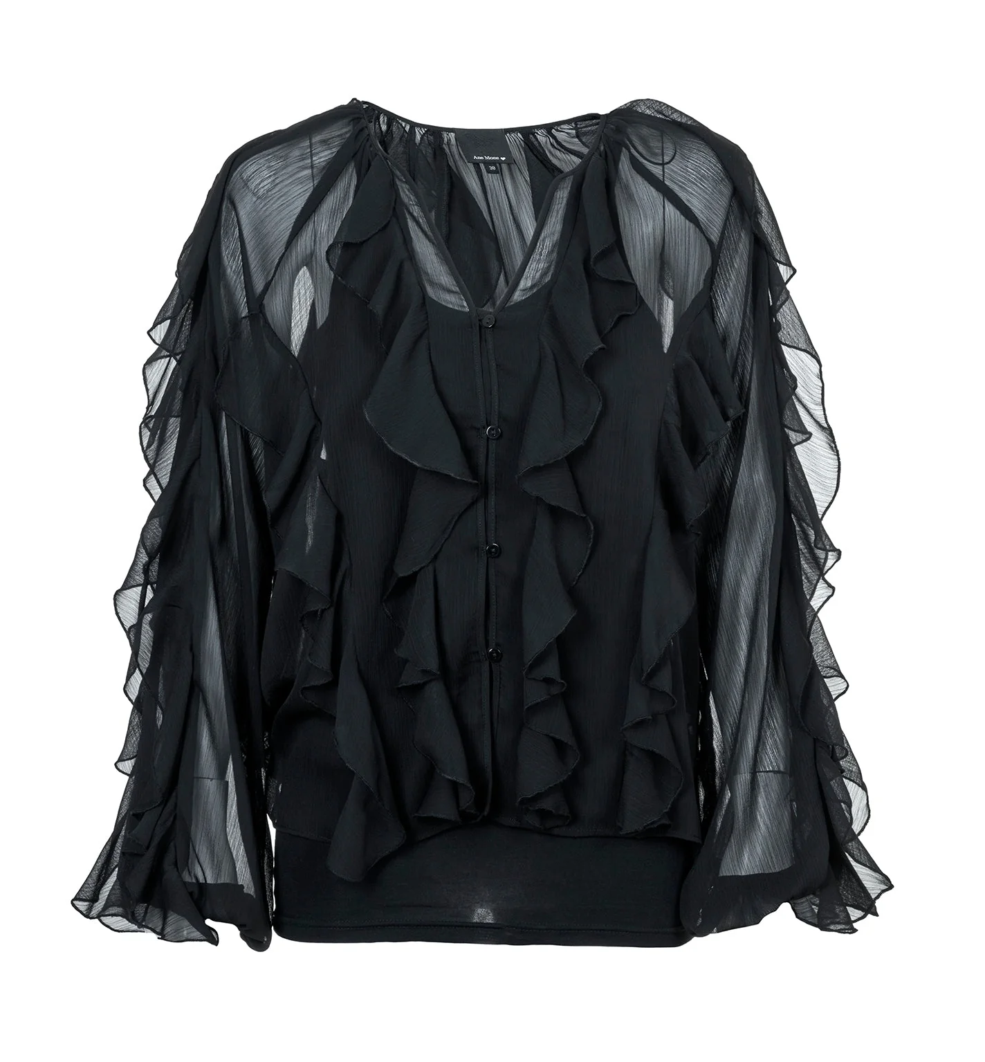 Ruffle Blouse Black - Image 2