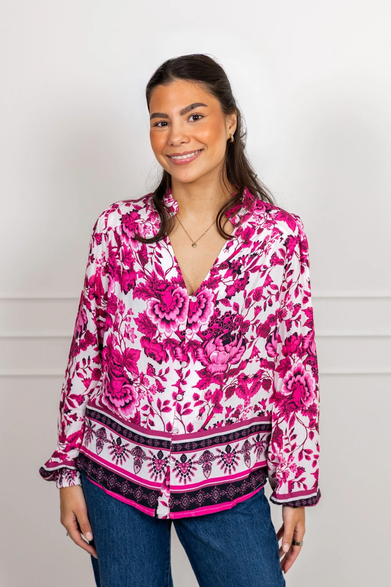 Flower Blouse Sangria Sunset - Image 3