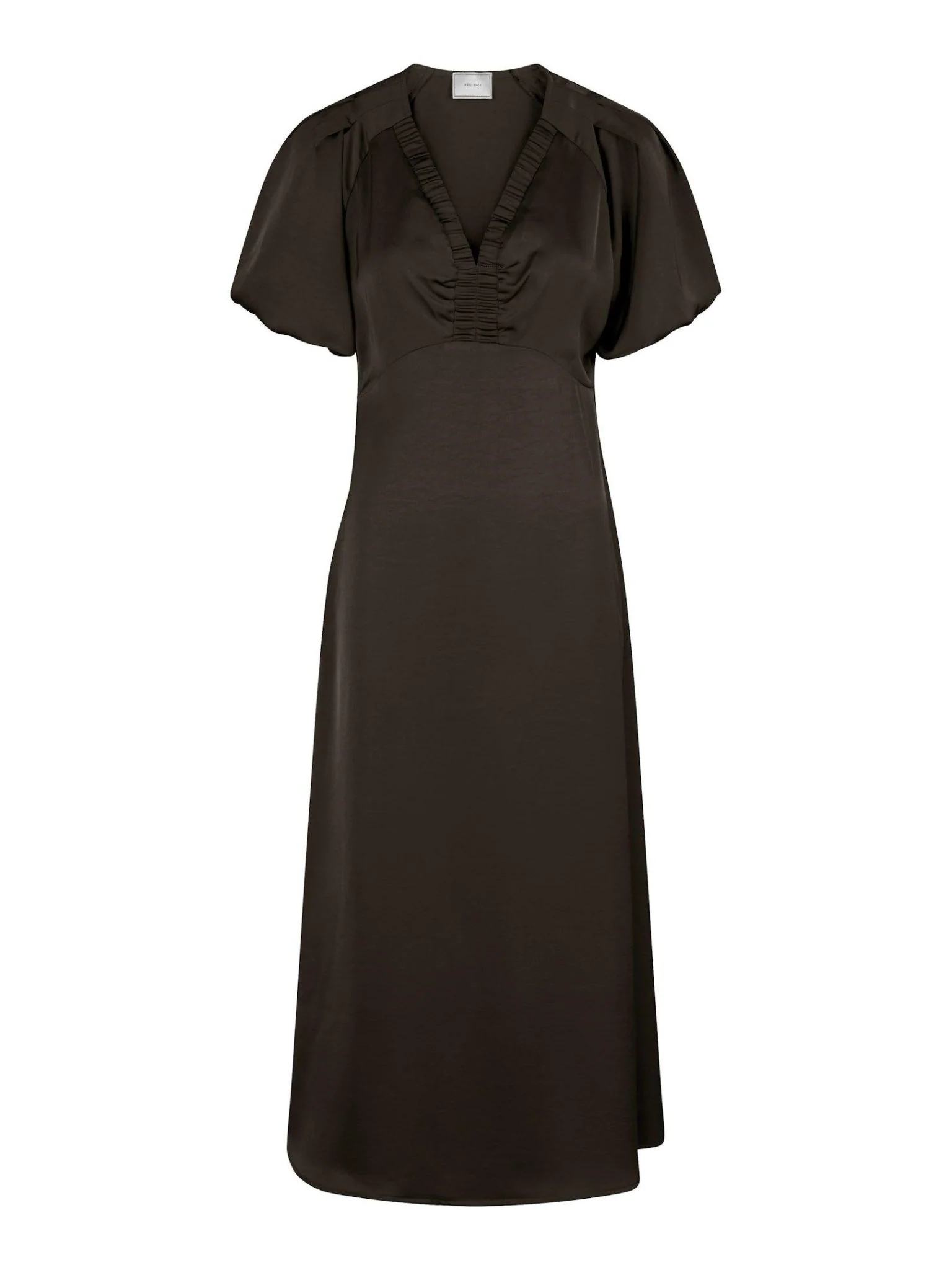 Illana Heavy Sateen Dress Dark Brown - Image 2