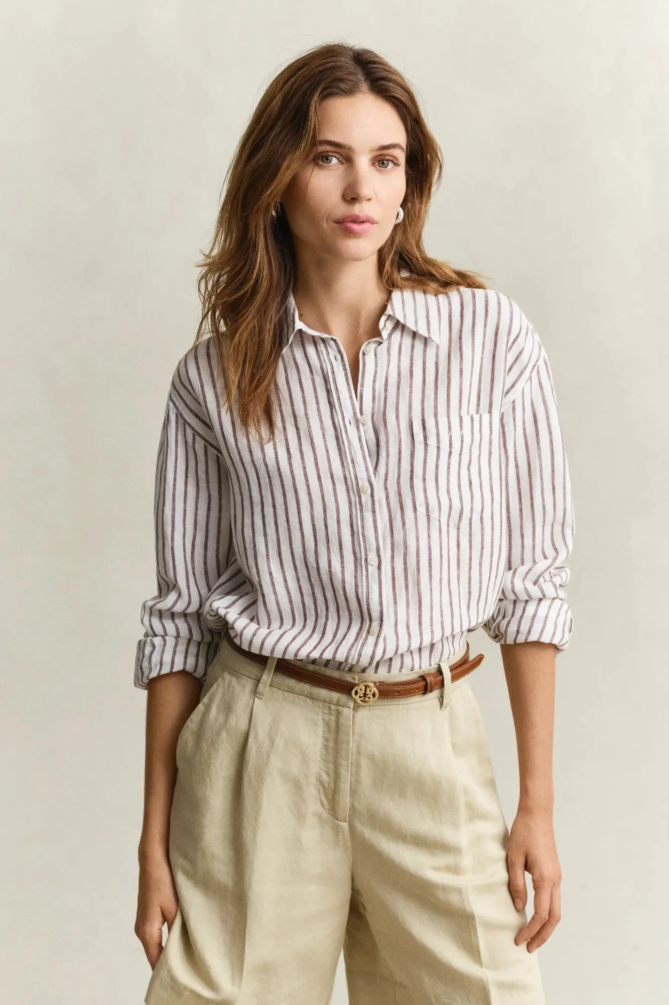 Rel Striped Linen Ls Shirt Fresh Soil - Image 2