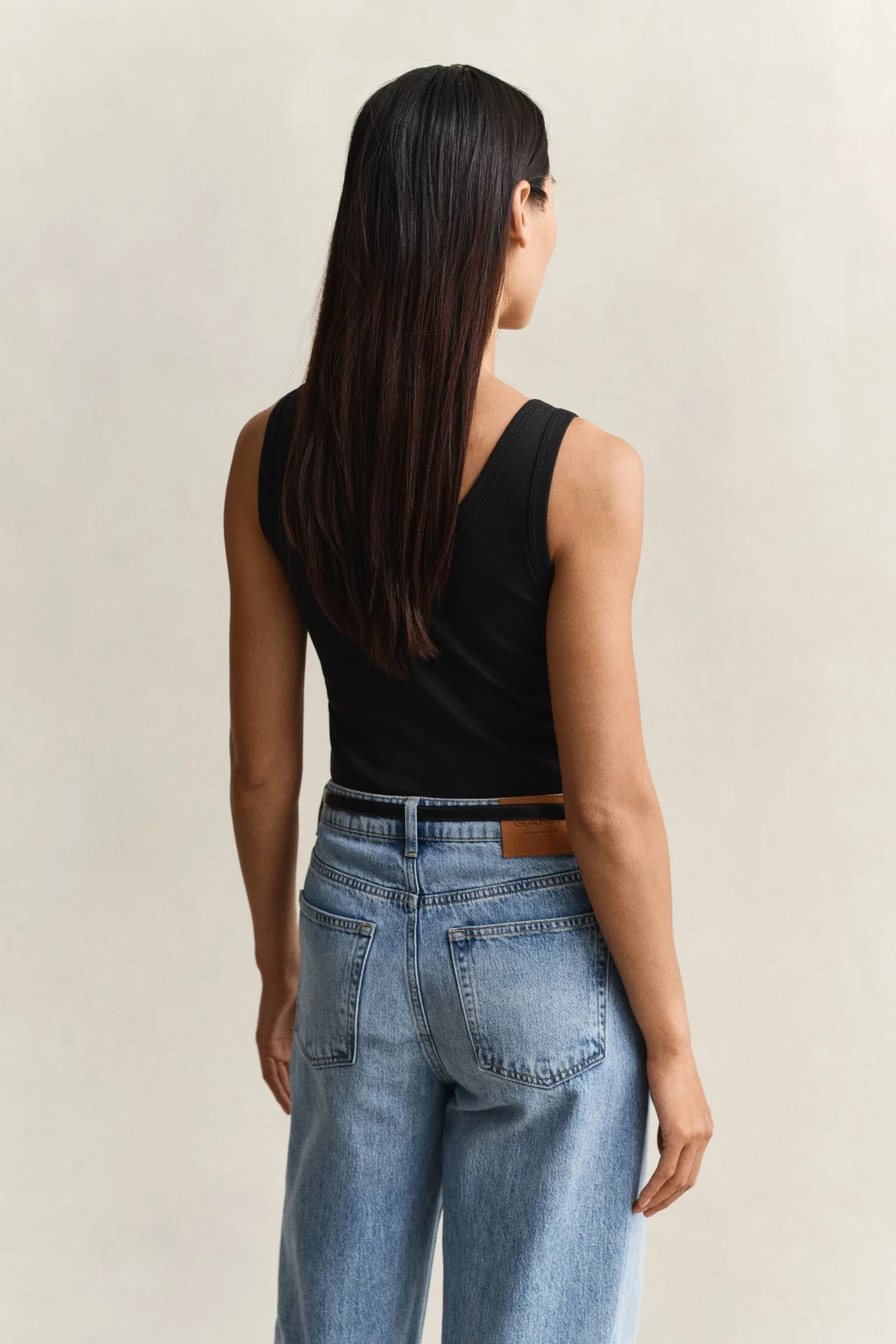 Slim Ribbed Tank Top Black - Image 3