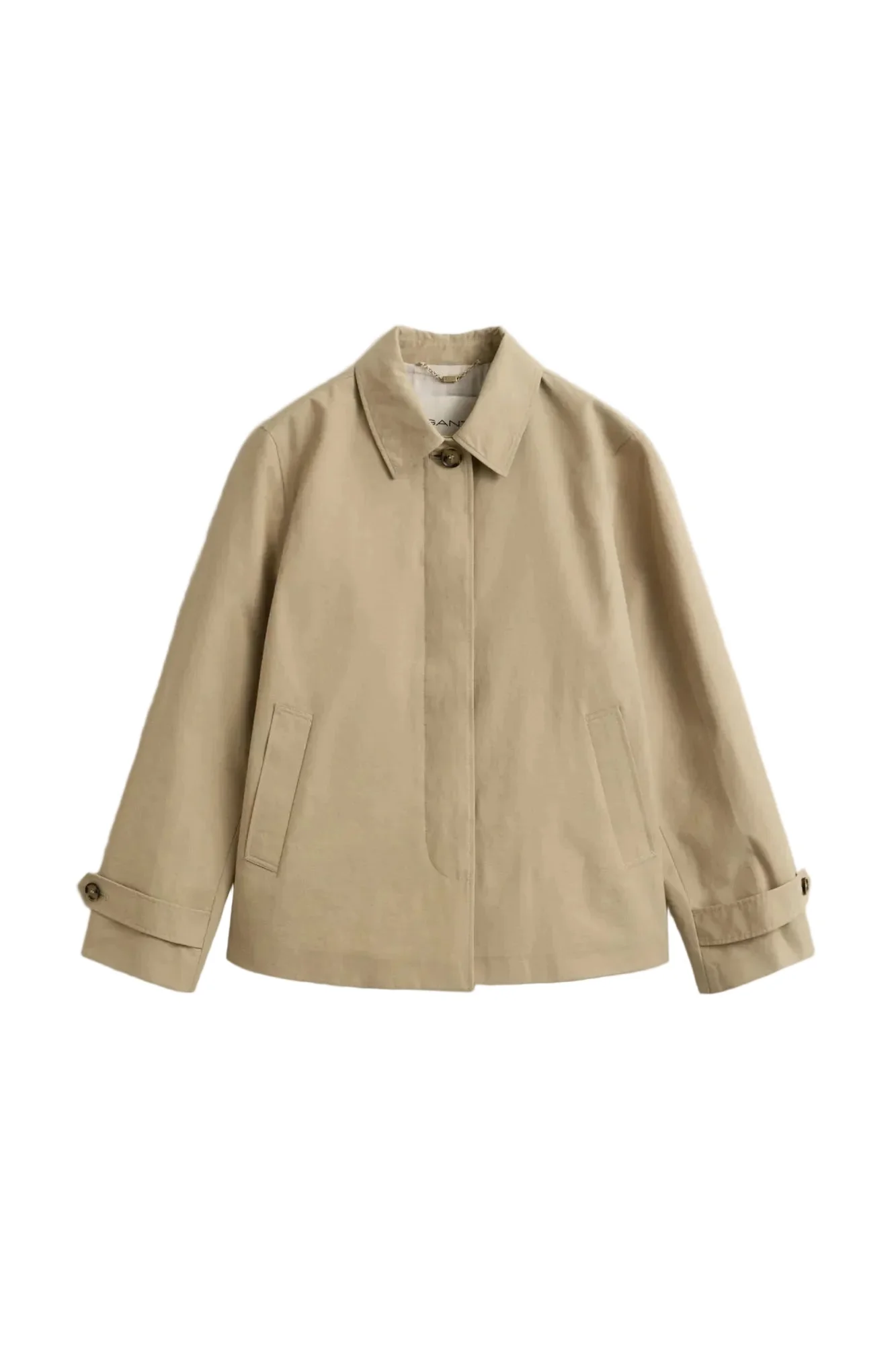 Short Cotton Blend Car Coat Oat Beige