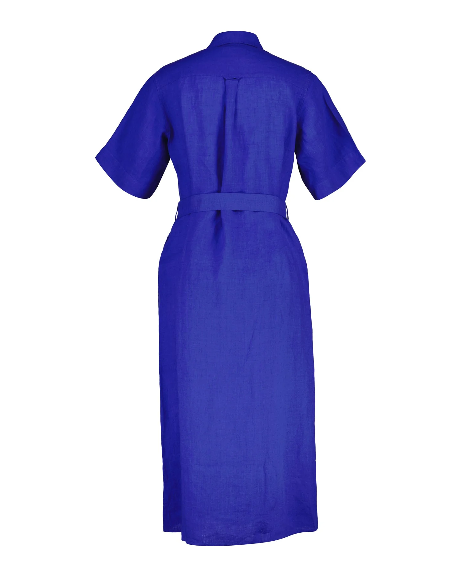 Linen Ss Shirt Dress Royal Blue - Image 2