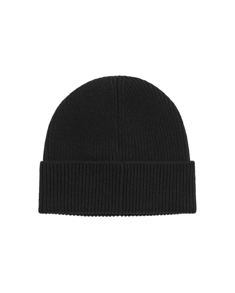 Wool Ribbed Beanie Black