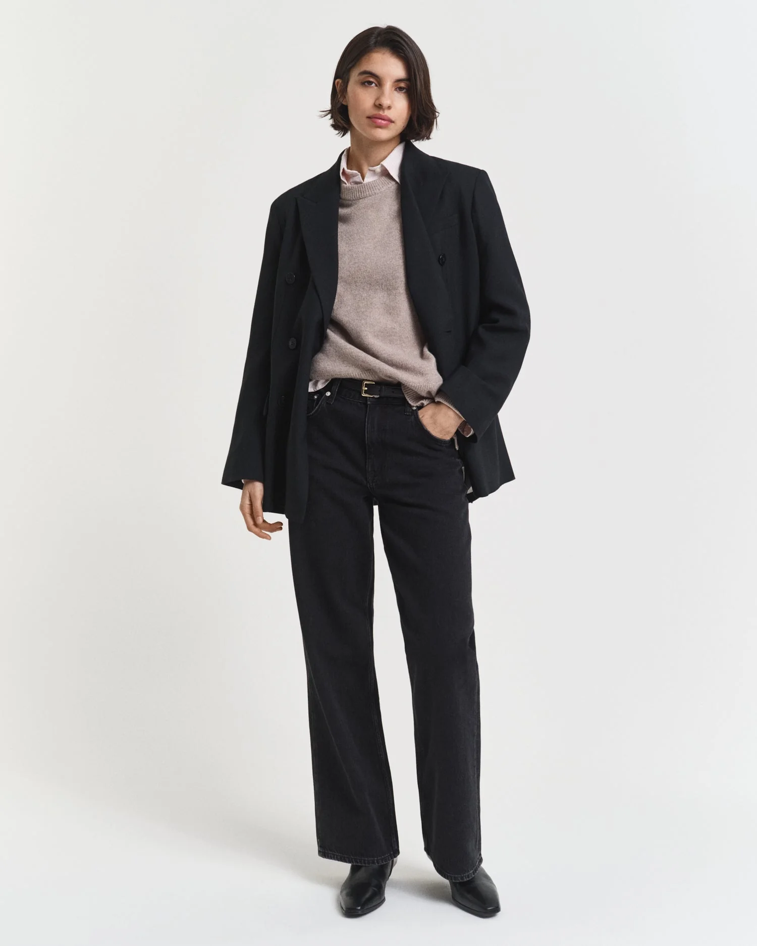Soft Wool Lounge C-Neck Taupe Beige - Image 3
