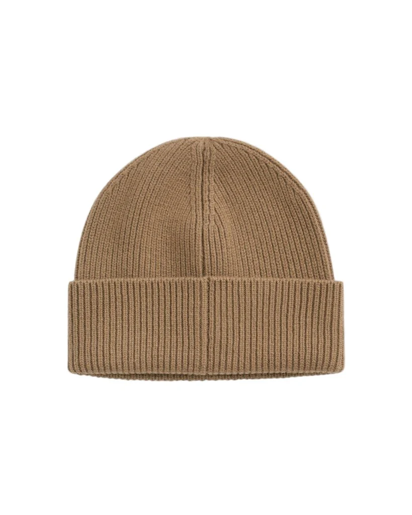 Wool Ribbed Beanie Warm Khaki