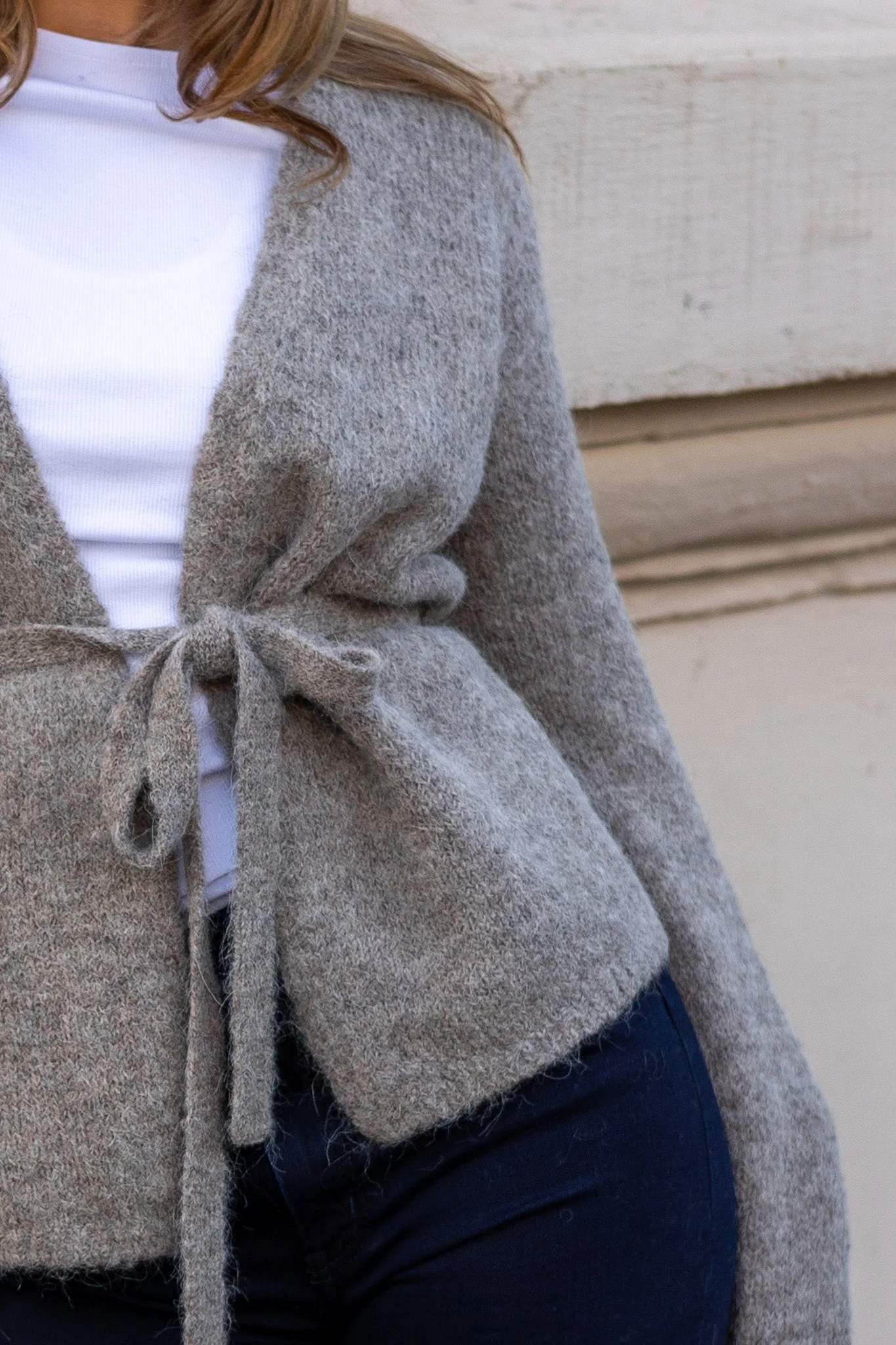 Gabella Ls Knit Belt Cardigan Steel Gray Melange - Image 5