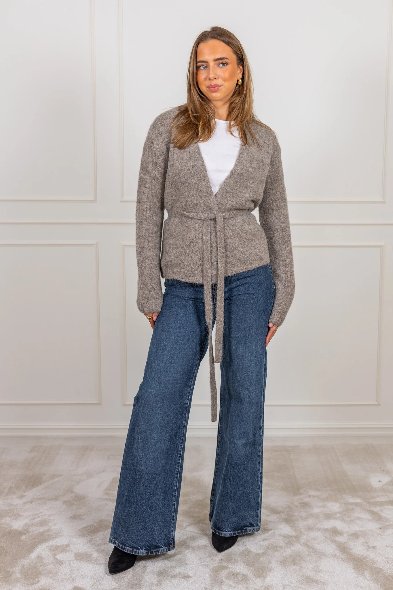 Gabella Ls Knit Belt Cardigan Steel Gray Melange - Image 7