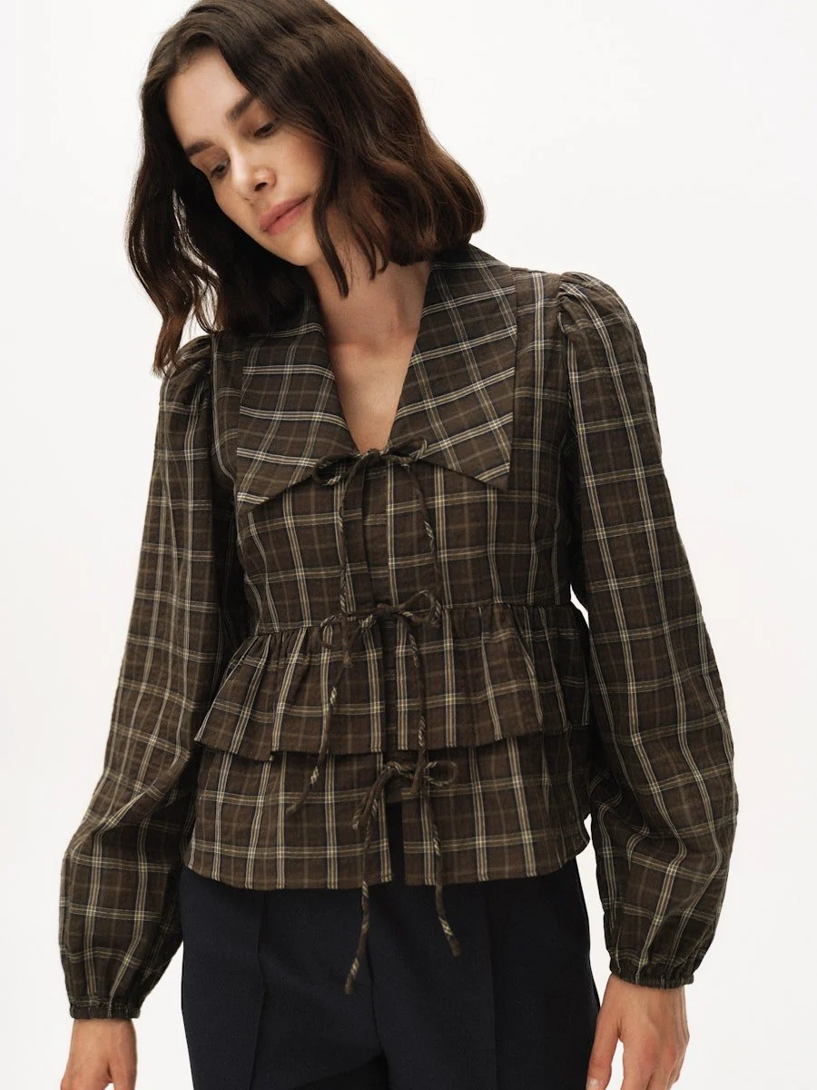 Cinna Ls Tie Top Forest Night Cinna Checks - Image 7