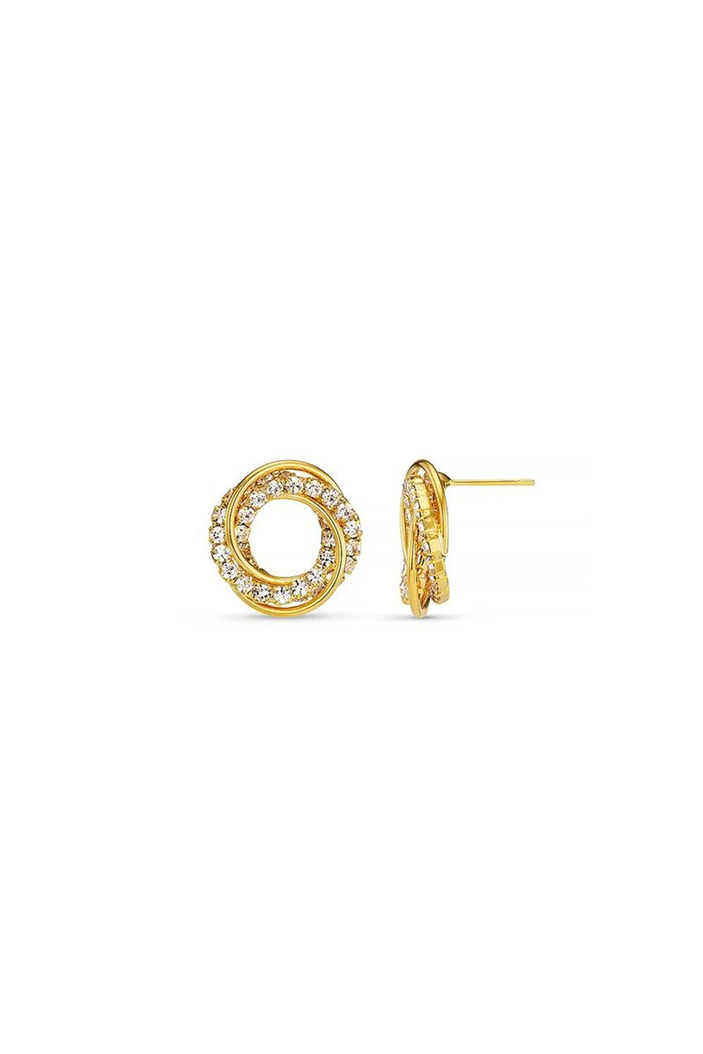 Interlocking Pave Open Circle Stud Earrings Pale Gold
