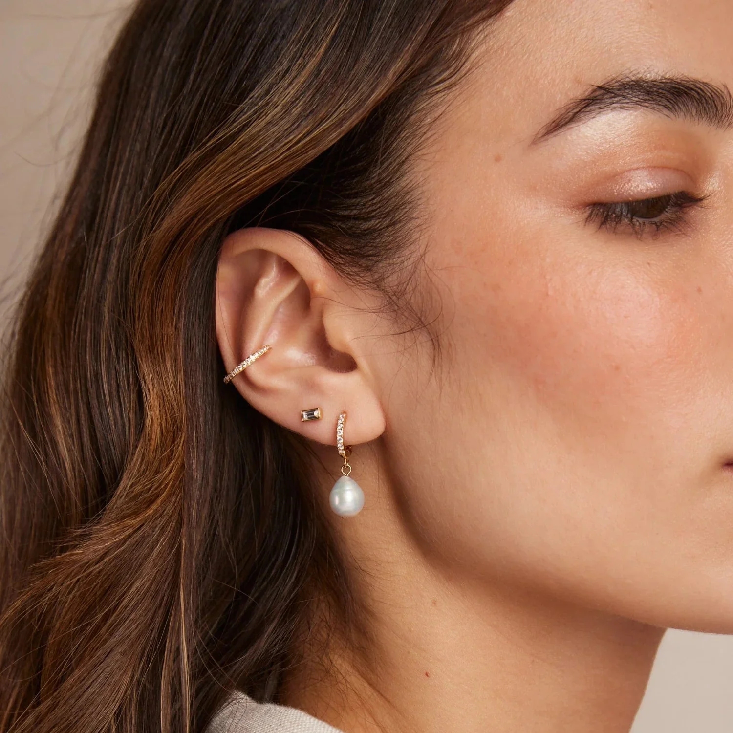 Fine Pave Single Ear Cuff Pale Gold - Image 3